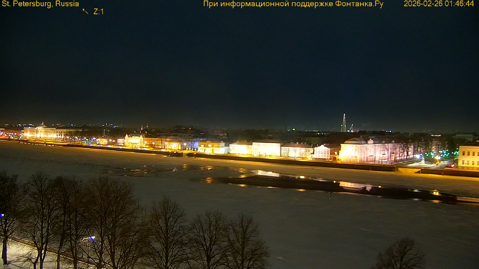 St. Petersburg, Reka Neva River Coasts Panaromic Zoom Skyline Live Cam  - Admiralteysky Okrug, Admiralteysky, Saint Petersburg, Northwestern (Severo-Zapadnyy), Russia