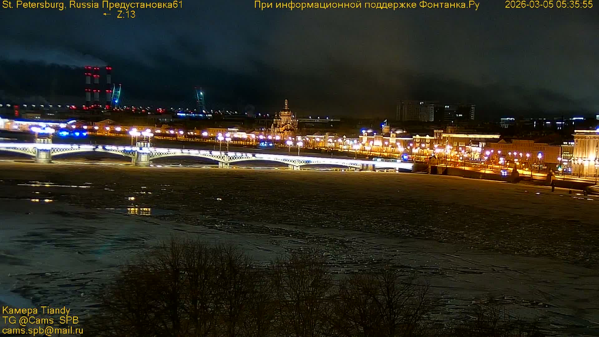 St. Petersburg, Reka Neva River Coasts Panaromic Zoom Skyline Live Cam  - Admiralteysky Okrug, Admiralteysky, Saint Petersburg, Northwestern (Severo-Zapadnyy), Russia