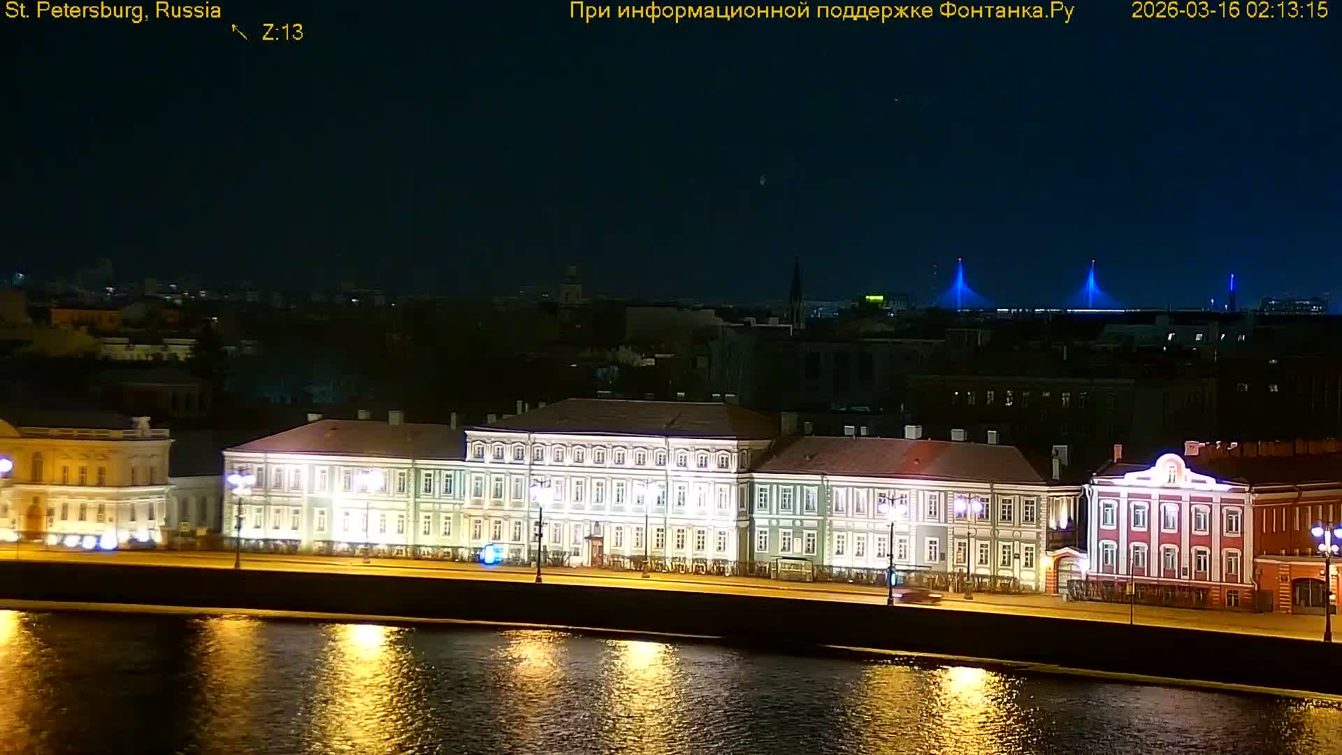 St. Petersburg, Reka Neva River Coasts Panaromic Zoom Skyline Live Cam  - Admiralteysky Okrug, Admiralteysky, Saint Petersburg, Northwestern (Severo-Zapadnyy), Russia