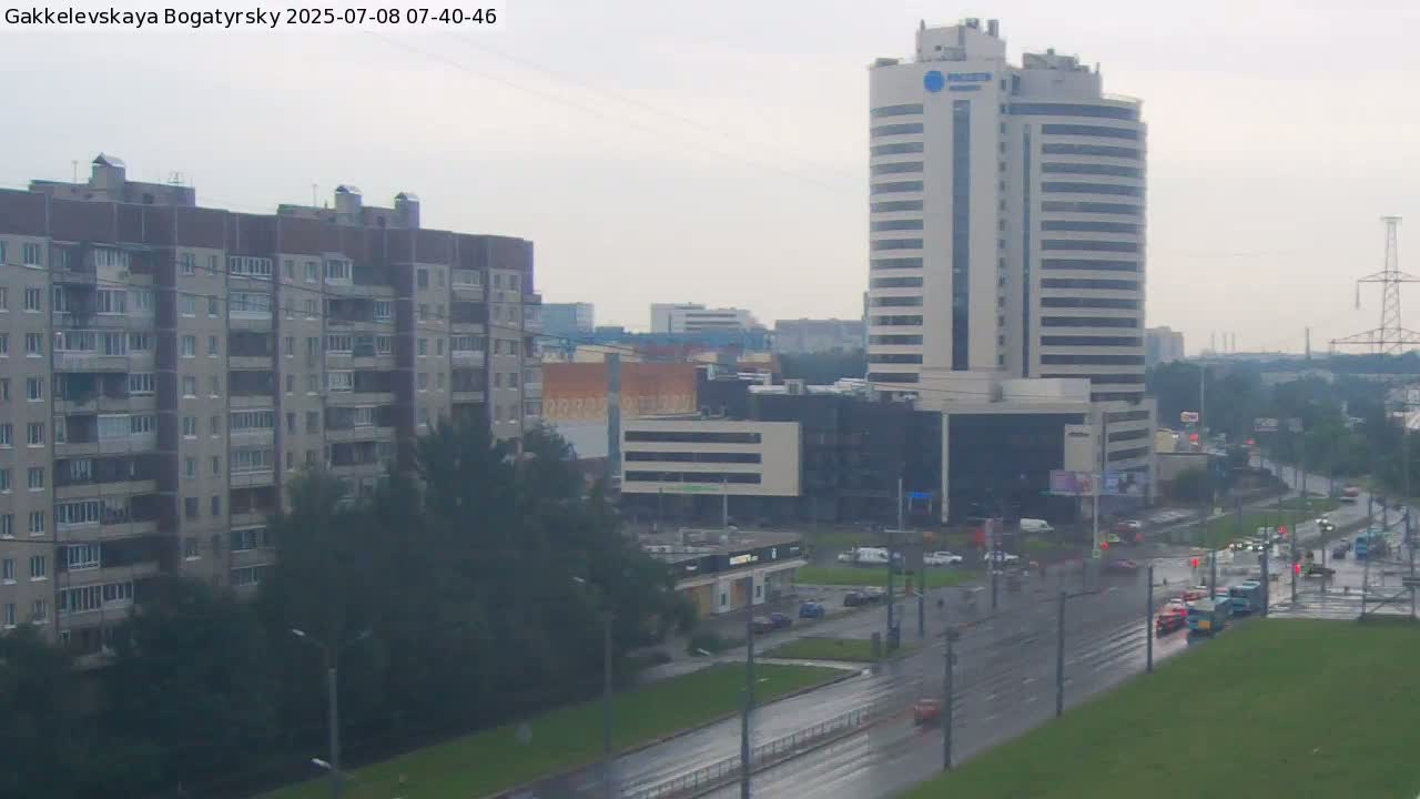 Gakkelevskaya Street / Bogatyrsky Avenue Junction Live Cam - Yuntolovo, Primorsky, Saint Petersburg, Northwestern (Severo-Zapadnyy), Russia