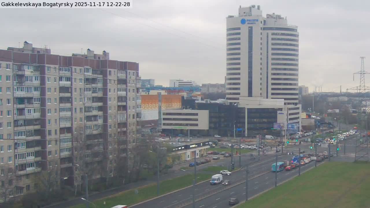 Gakkelevskaya Street / Bogatyrsky Avenue Junction Live Cam - Yuntolovo, Primorsky, Saint Petersburg, Northwestern (Severo-Zapadnyy), Russia