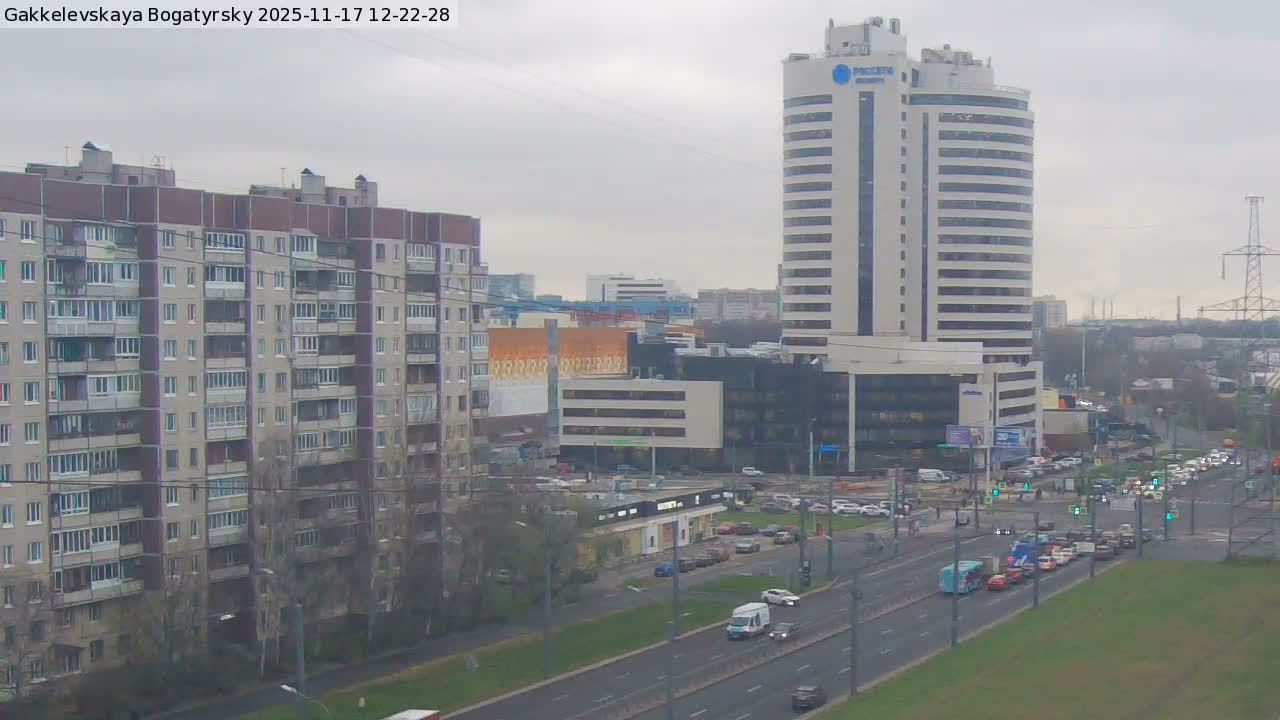 Gakkelevskaya Street / Bogatyrsky Avenue Junction Live Cam - Yuntolovo, Primorsky, Saint Petersburg, Northwestern (Severo-Zapadnyy), Russia