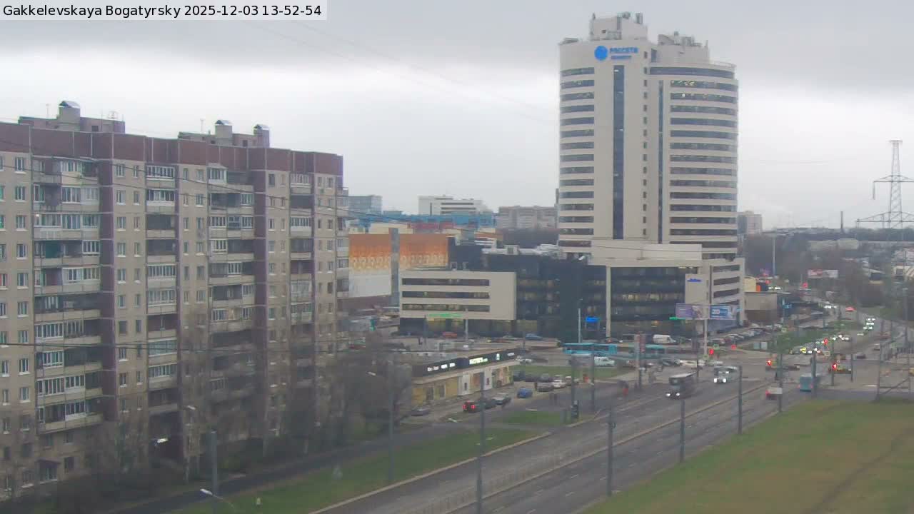 Gakkelevskaya Street / Bogatyrsky Avenue Junction Live Cam - Yuntolovo, Primorsky, Saint Petersburg, Northwestern (Severo-Zapadnyy), Russia