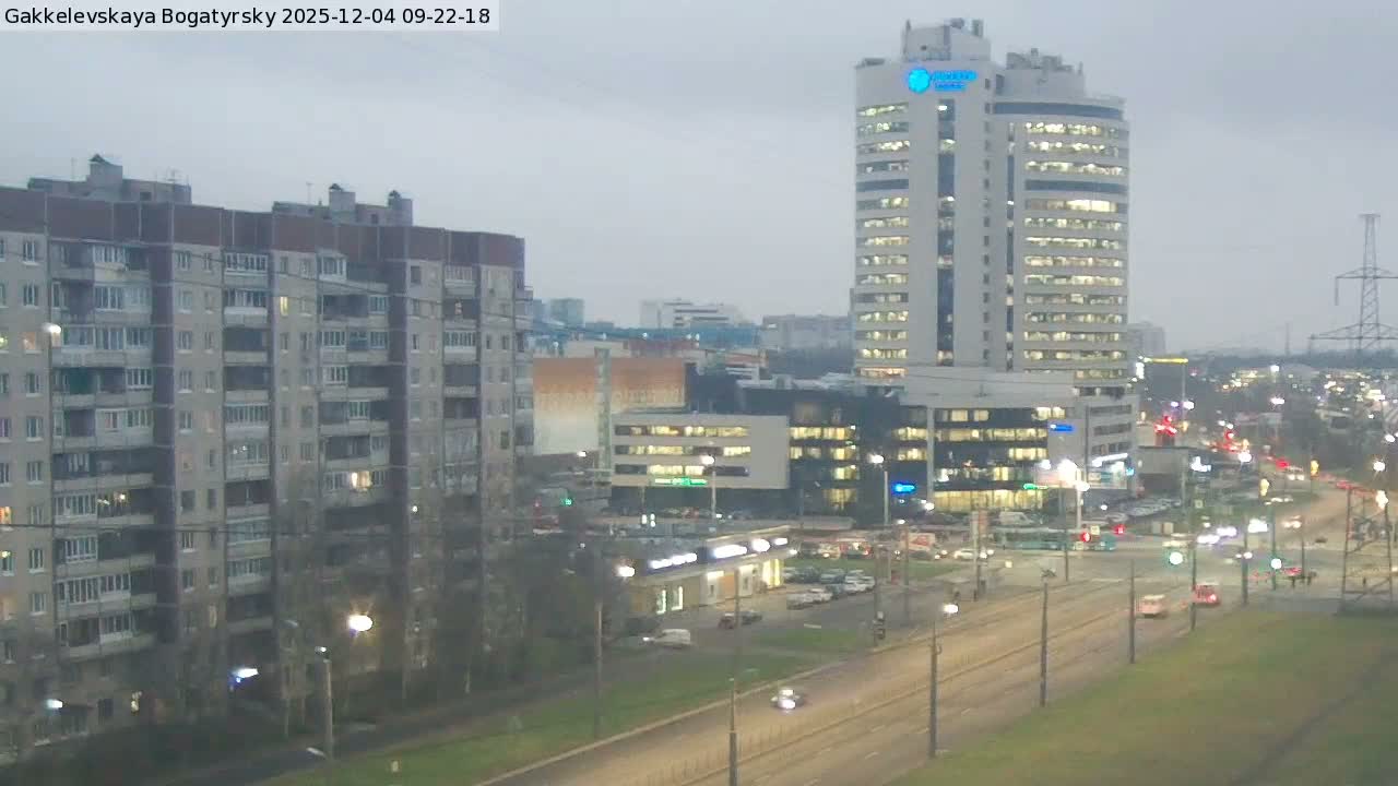 Gakkelevskaya Street / Bogatyrsky Avenue Junction Live Cam - Yuntolovo, Primorsky, Saint Petersburg, Northwestern (Severo-Zapadnyy), Russia