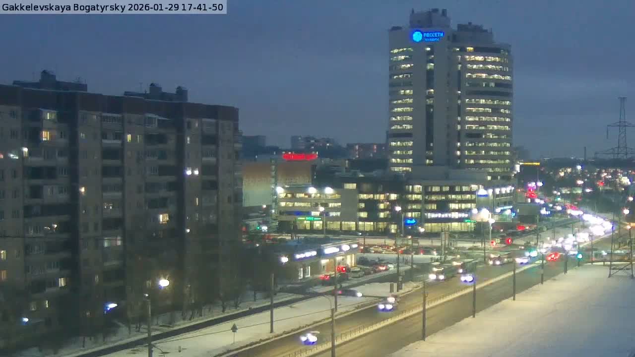 Gakkelevskaya Street / Bogatyrsky Avenue Junction Live Cam - Yuntolovo, Primorsky, Saint Petersburg, Northwestern (Severo-Zapadnyy), Russia