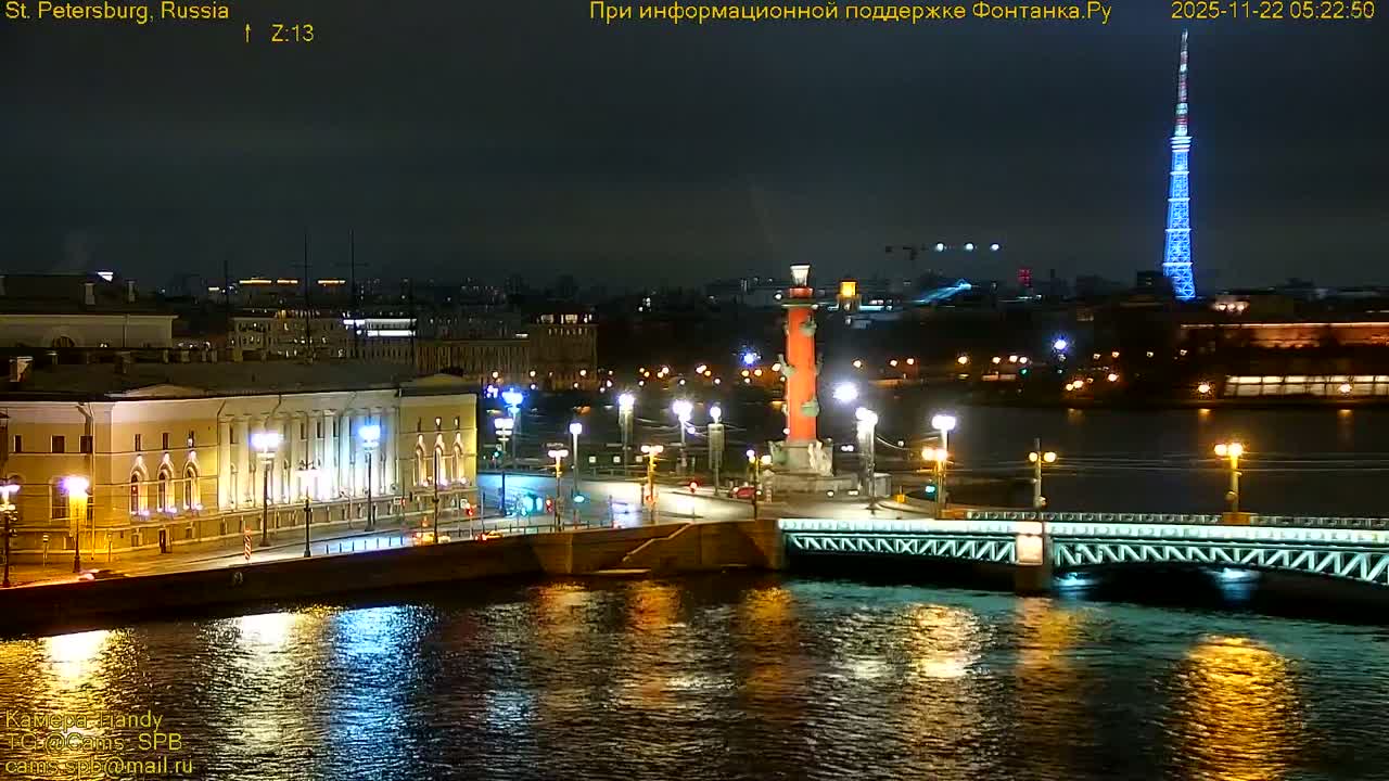 Reka Neva River Shipspotting Live Cam - Dvortsovy, Tsentralny, Saint Petersburg, Northwestern (Severo-Zapadnyy), Russia