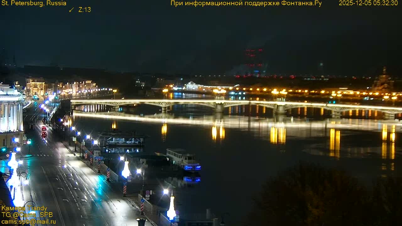 Reka Neva River Shipspotting Live Cam - Dvortsovy, Tsentralny, Saint Petersburg, Northwestern (Severo-Zapadnyy), Russia