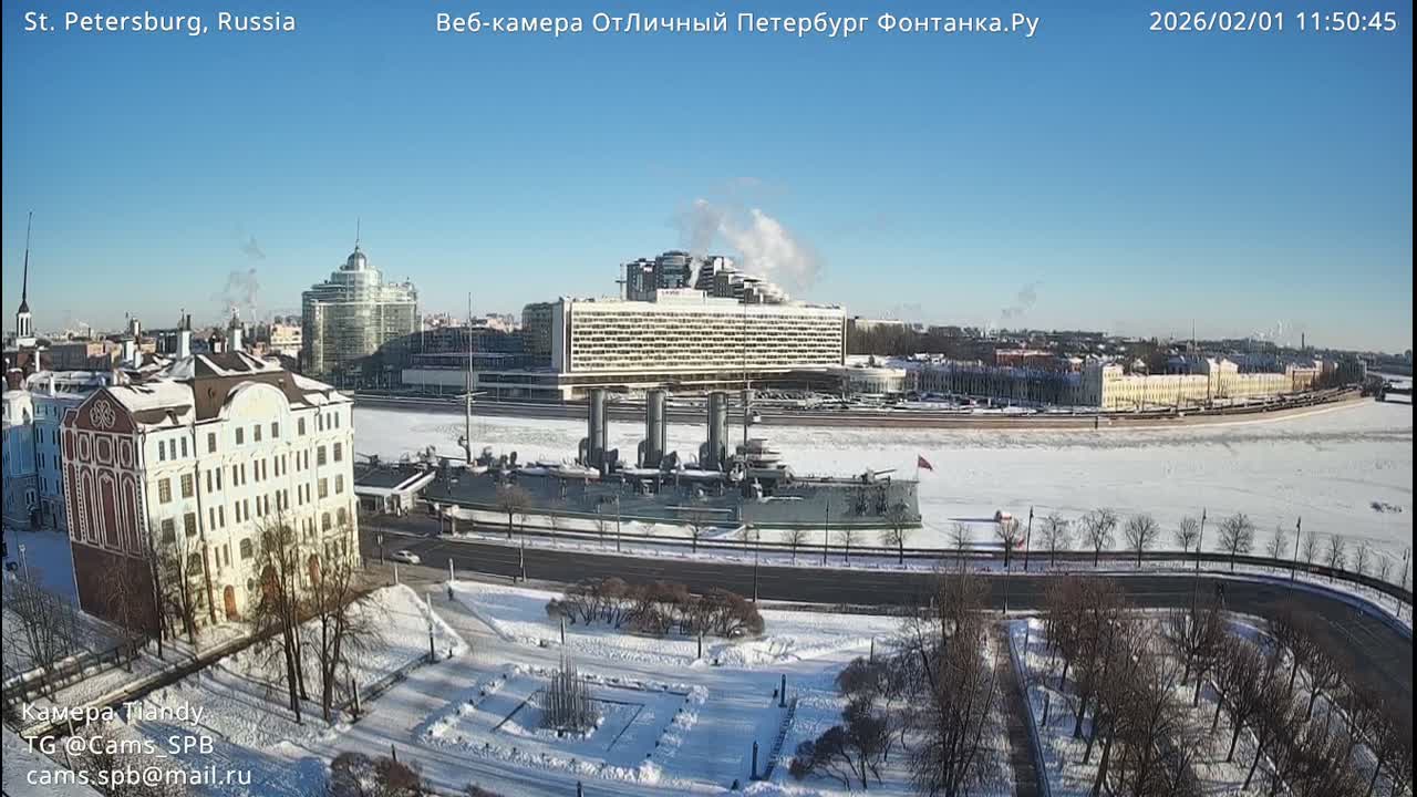Reka Neva River Shipspotting Live Cam - Dvortsovy, Tsentralny, Saint Petersburg, Northwestern (Severo-Zapadnyy), Russia