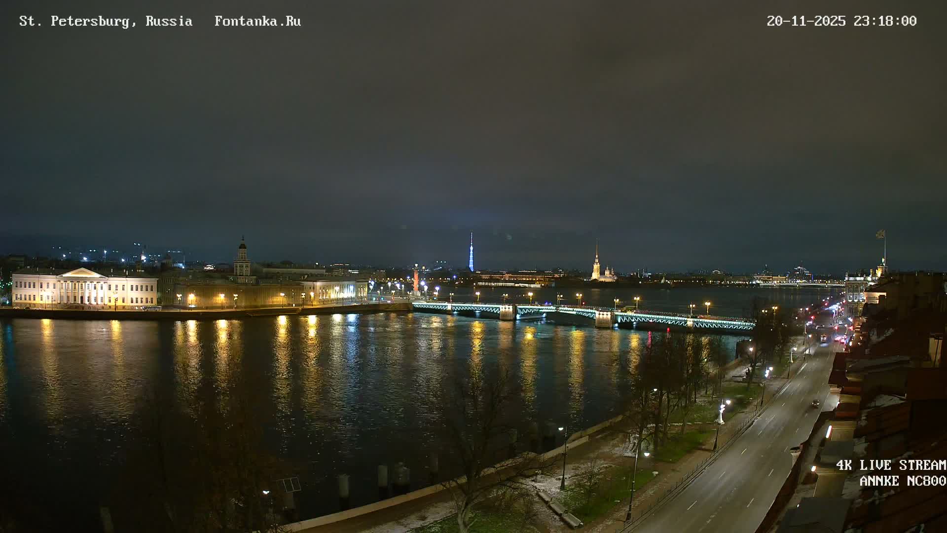 Palace Bridge (Dvortsovyy Most) Live Cam - Admiralteysky Okrug, Admiralteysky, Saint Petersburg, Northwestern (Severo-Zapadnyy), Russia