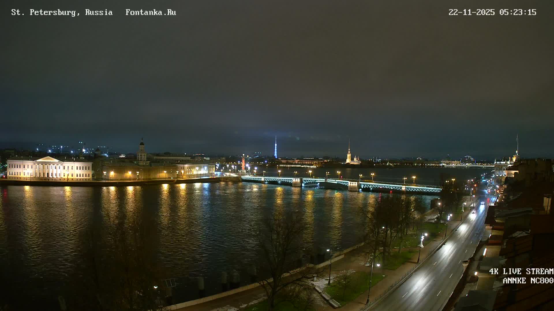 Palace Bridge (Dvortsovyy Most) Live Cam - Admiralteysky Okrug, Admiralteysky, Saint Petersburg, Northwestern (Severo-Zapadnyy), Russia