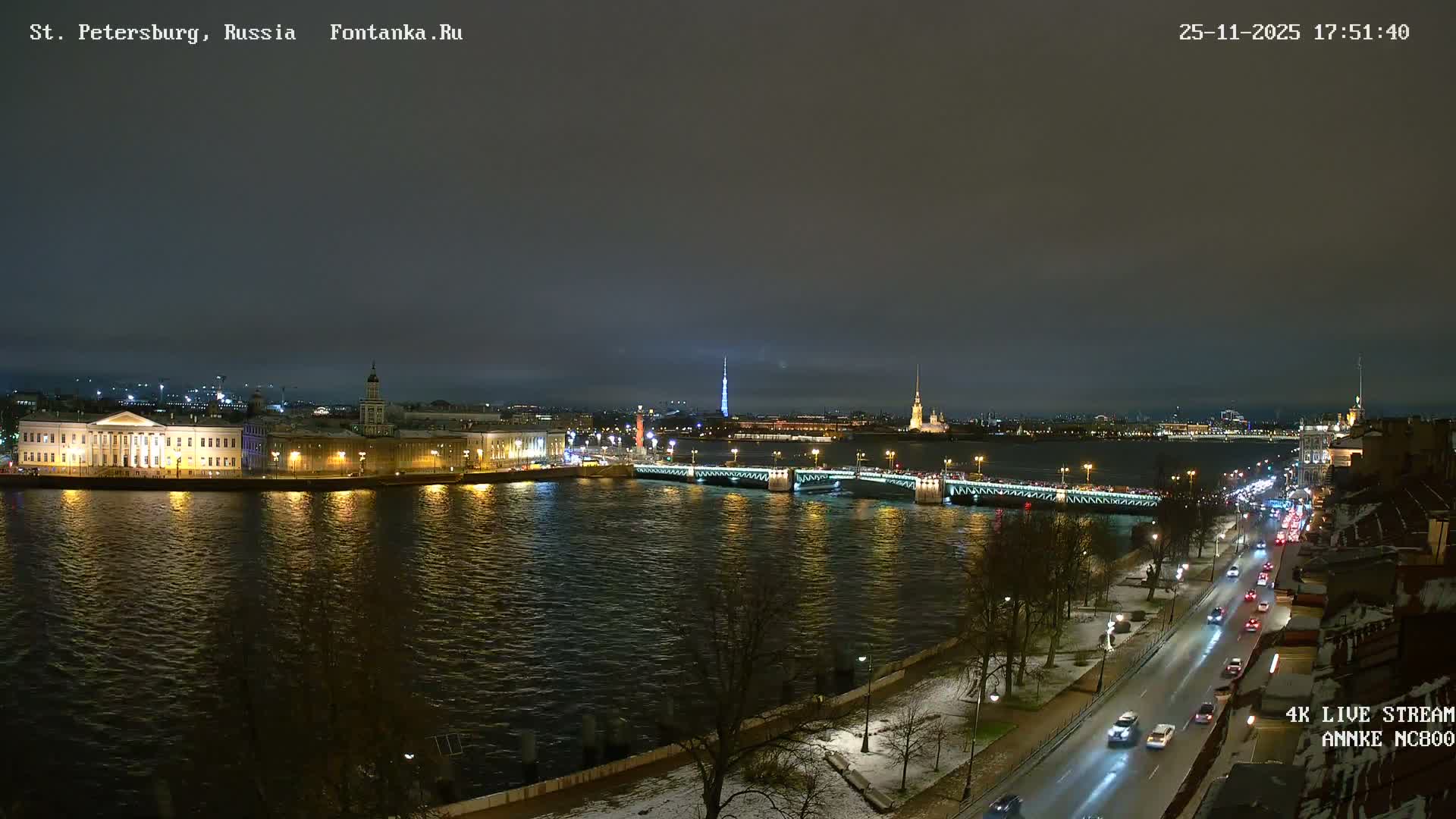 Palace Bridge (Dvortsovyy Most) Live Cam - Admiralteysky Okrug, Admiralteysky, Saint Petersburg, Northwestern (Severo-Zapadnyy), Russia