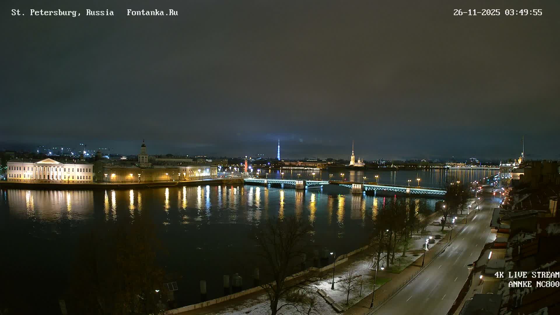 Palace Bridge (Dvortsovyy Most) Live Cam - Admiralteysky Okrug, Admiralteysky, Saint Petersburg, Northwestern (Severo-Zapadnyy), Russia