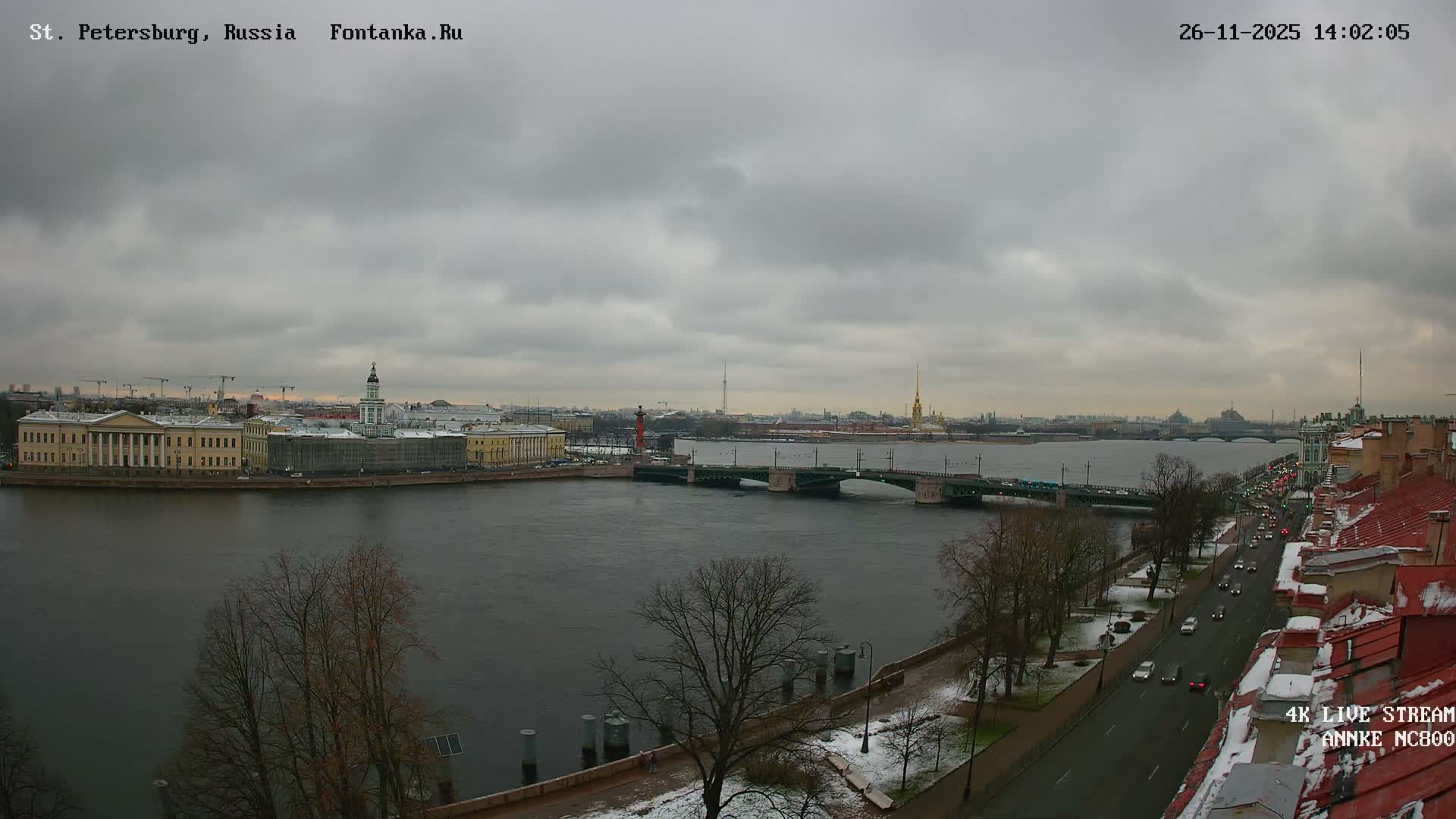 Palace Bridge (Dvortsovyy Most) Live Cam - Admiralteysky Okrug, Admiralteysky, Saint Petersburg, Northwestern (Severo-Zapadnyy), Russia
