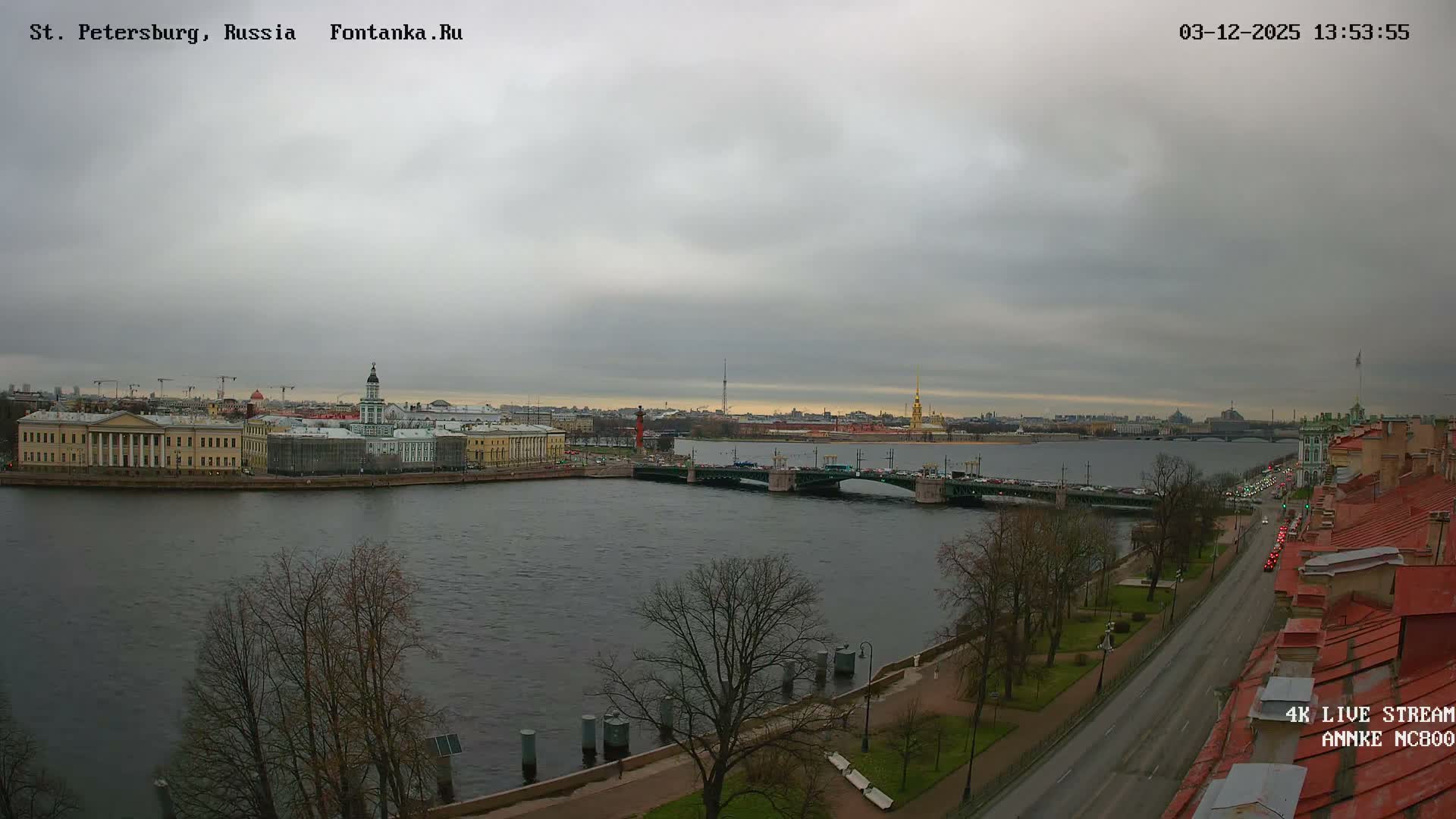 Palace Bridge (Dvortsovyy Most) Live Cam - Admiralteysky Okrug, Admiralteysky, Saint Petersburg, Northwestern (Severo-Zapadnyy), Russia