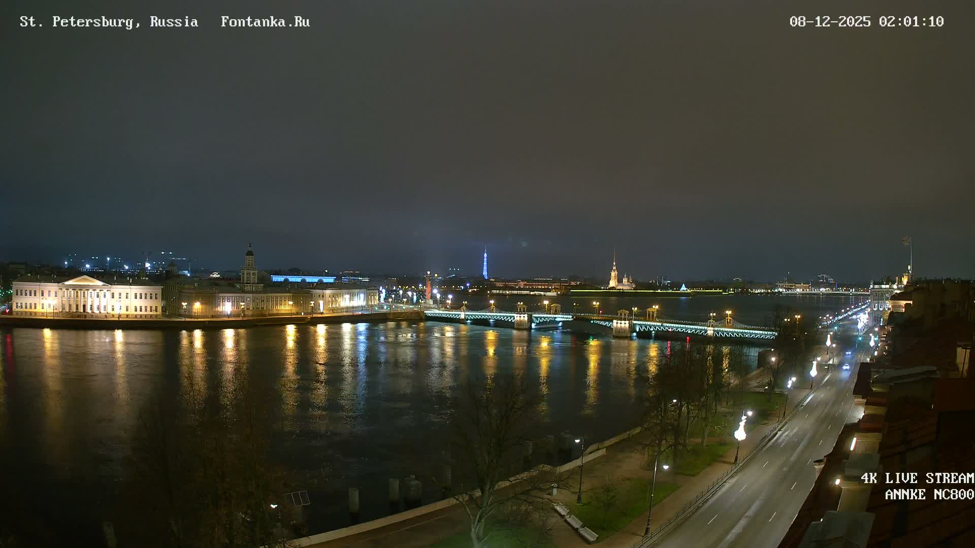 Palace Bridge (Dvortsovyy Most) Live Cam - Admiralteysky Okrug, Admiralteysky, Saint Petersburg, Northwestern (Severo-Zapadnyy), Russia