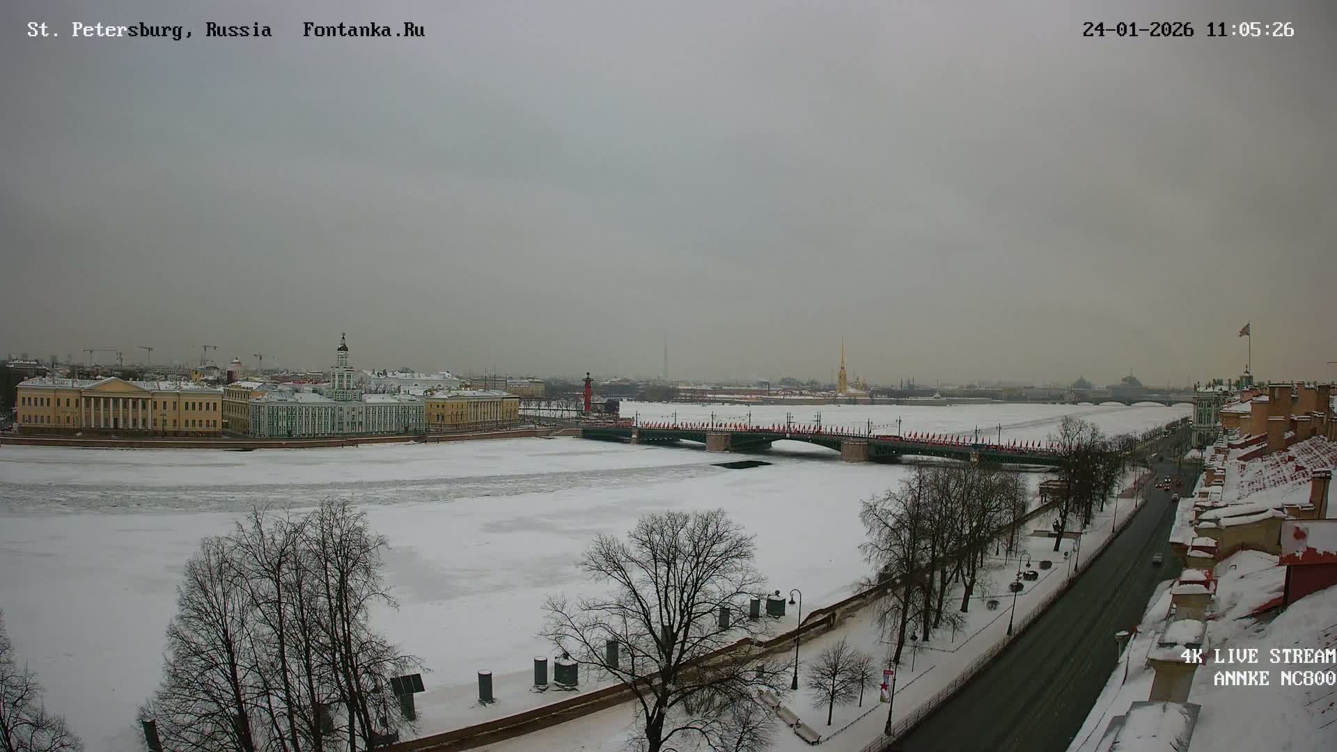 Palace Bridge (Dvortsovyy Most) Live Cam - Admiralteysky Okrug, Admiralteysky, Saint Petersburg, Northwestern (Severo-Zapadnyy), Russia