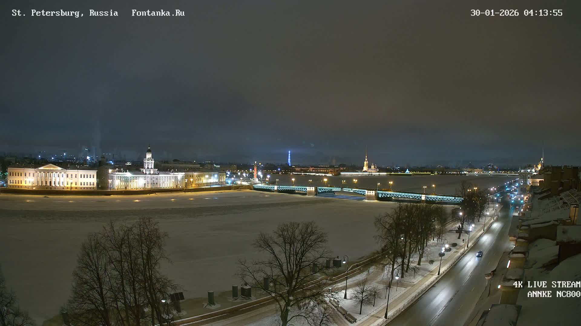Palace Bridge (Dvortsovyy Most) Live Cam - Admiralteysky Okrug, Admiralteysky, Saint Petersburg, Northwestern (Severo-Zapadnyy), Russia