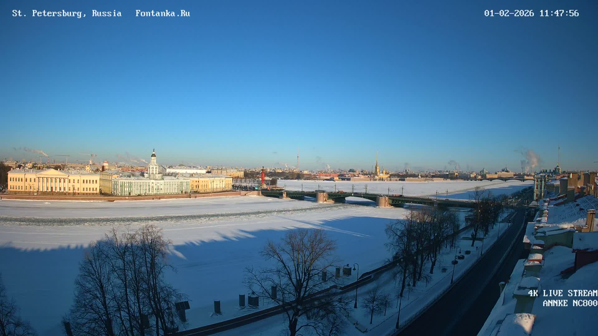Palace Bridge (Dvortsovyy Most) Live Cam - Admiralteysky Okrug, Admiralteysky, Saint Petersburg, Northwestern (Severo-Zapadnyy), Russia