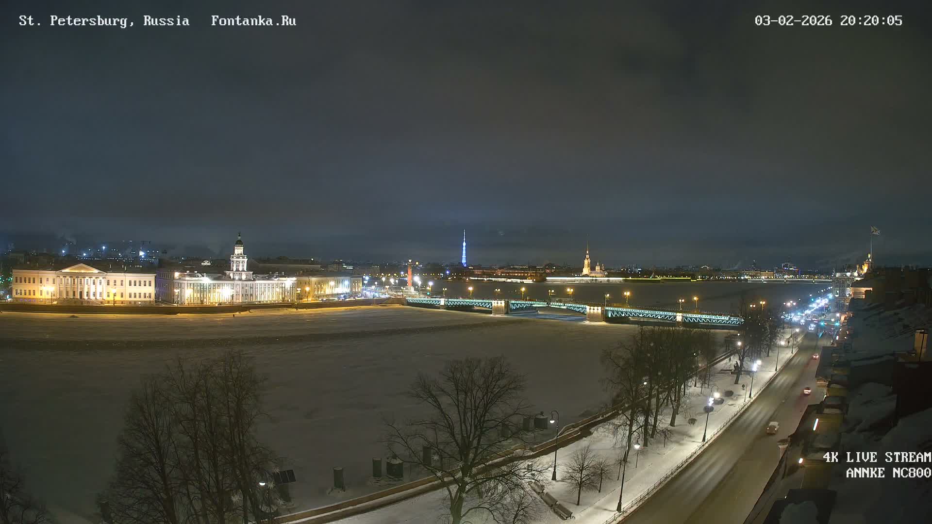 Palace Bridge (Dvortsovyy Most) Live Cam - Admiralteysky Okrug, Admiralteysky, Saint Petersburg, Northwestern (Severo-Zapadnyy), Russia