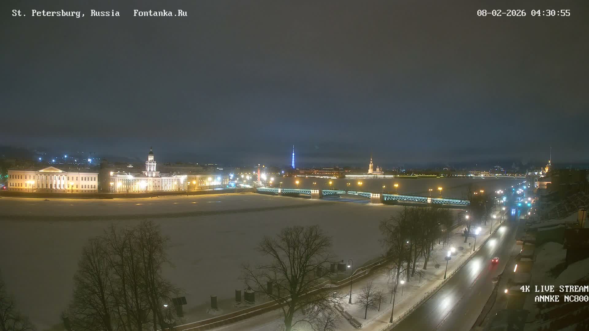 Palace Bridge (Dvortsovyy Most) Live Cam - Admiralteysky Okrug, Admiralteysky, Saint Petersburg, Northwestern (Severo-Zapadnyy), Russia