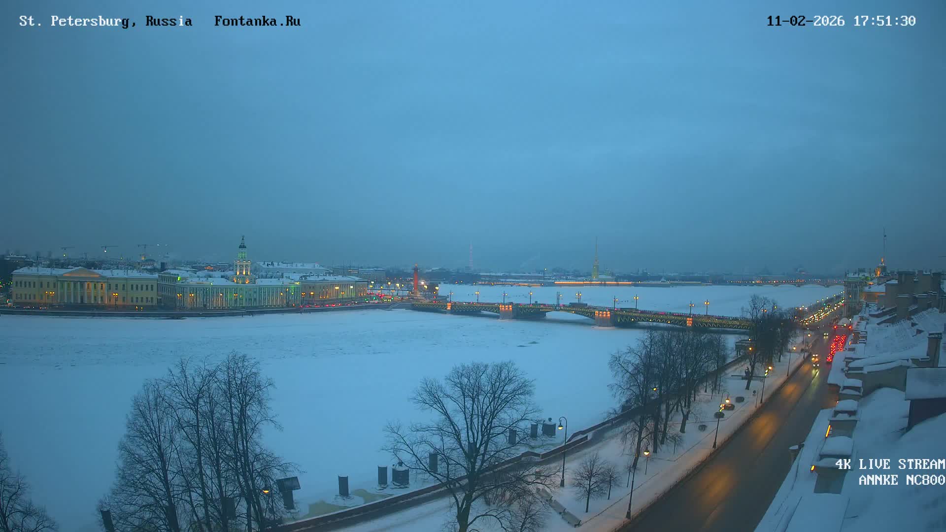 Palace Bridge (Dvortsovyy Most) Live Cam - Admiralteysky Okrug, Admiralteysky, Saint Petersburg, Northwestern (Severo-Zapadnyy), Russia