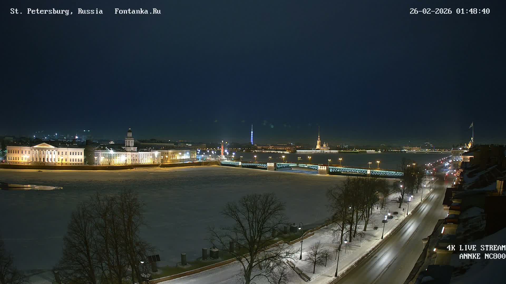 Palace Bridge (Dvortsovyy Most) Live Cam - Admiralteysky Okrug, Admiralteysky, Saint Petersburg, Northwestern (Severo-Zapadnyy), Russia