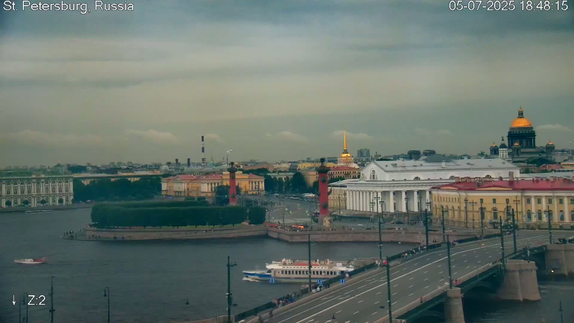 St. Petersburg City Panoramic from Petrogradsky Island Skyline Live Cam -Kronverkskoye, Petrogradsky, Saint Petersburg, Northwestern (Severo-Zapadnyy), Russia