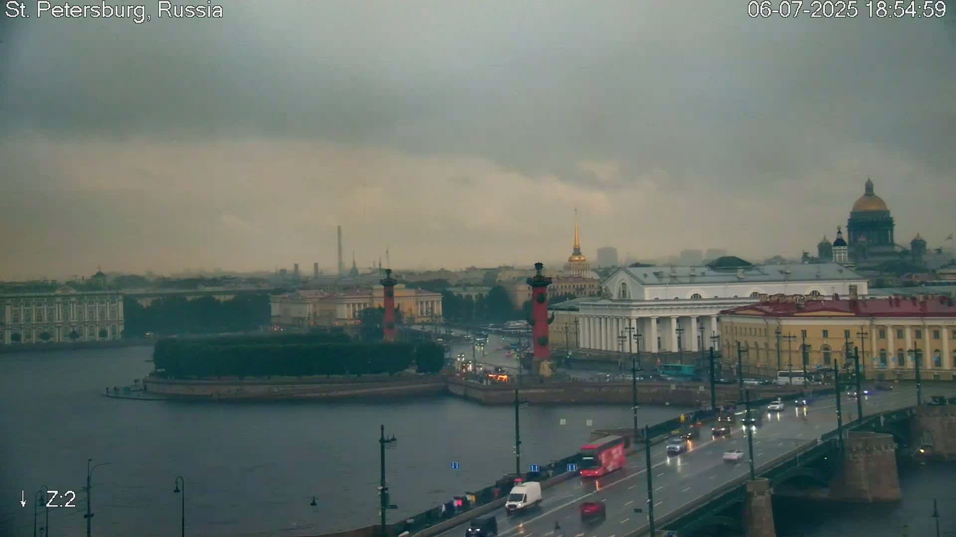 St. Petersburg City Panoramic from Petrogradsky Island Skyline Live Cam -Kronverkskoye, Petrogradsky, Saint Petersburg, Northwestern (Severo-Zapadnyy), Russia