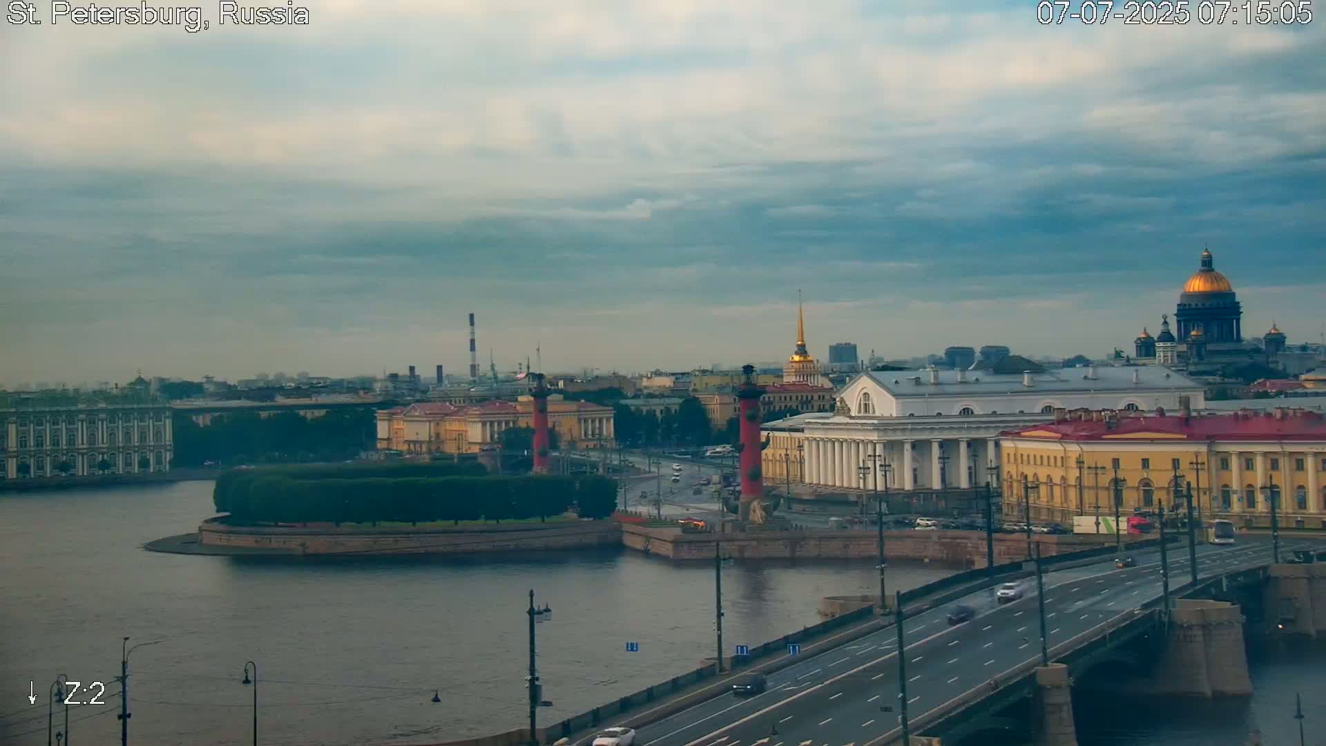 St. Petersburg City Panoramic from Petrogradsky Island Skyline Live Cam -Kronverkskoye, Petrogradsky, Saint Petersburg, Northwestern (Severo-Zapadnyy), Russia