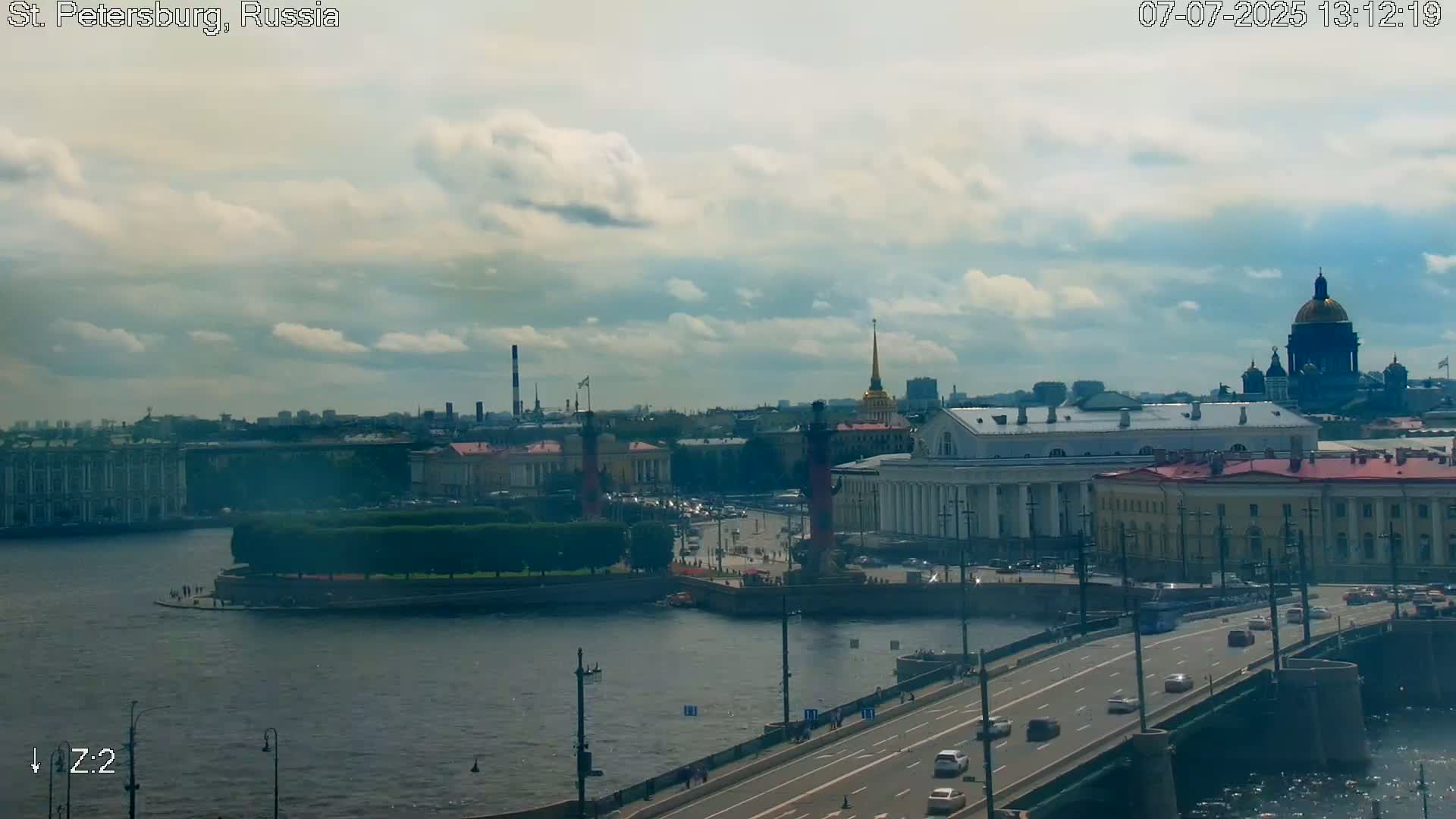 St. Petersburg City Panoramic from Petrogradsky Island Skyline Live Cam -Kronverkskoye, Petrogradsky, Saint Petersburg, Northwestern (Severo-Zapadnyy), Russia