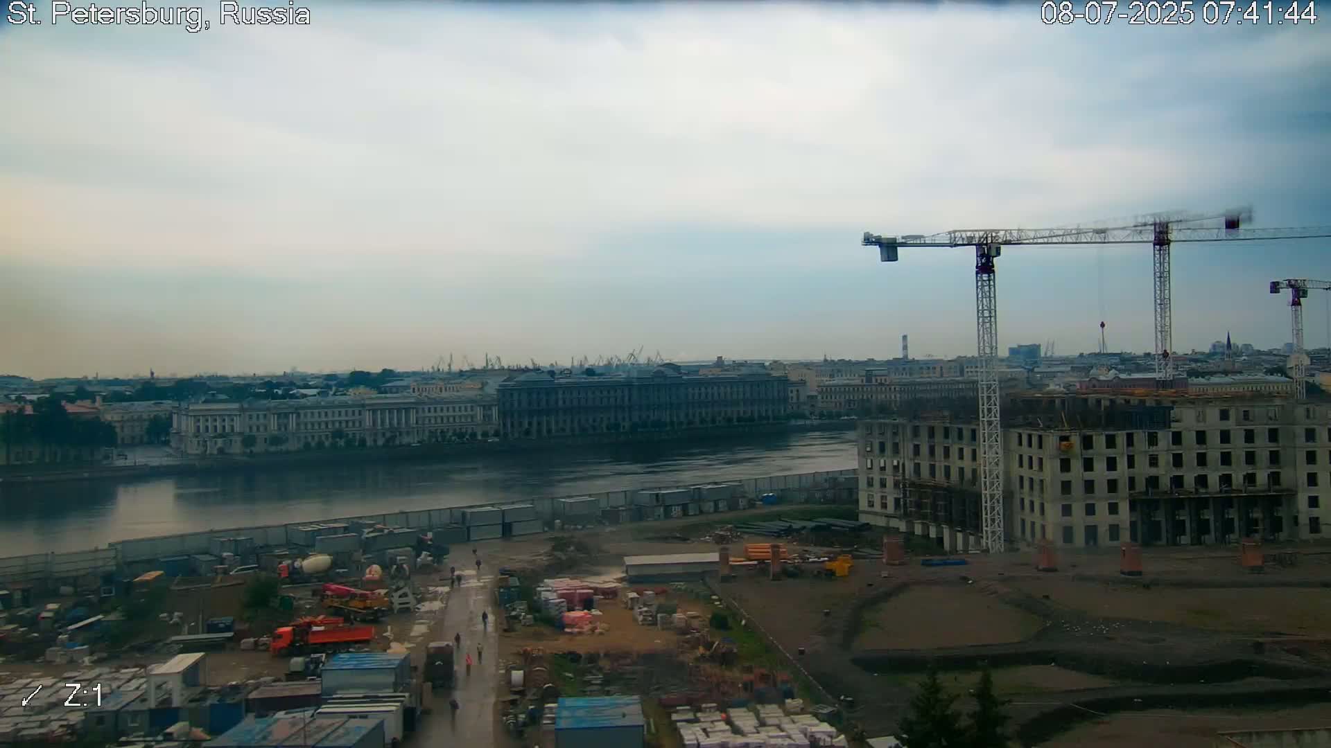 St. Petersburg City Panoramic from Petrogradsky Island Skyline Live Cam -Kronverkskoye, Petrogradsky, Saint Petersburg, Northwestern (Severo-Zapadnyy), Russia
