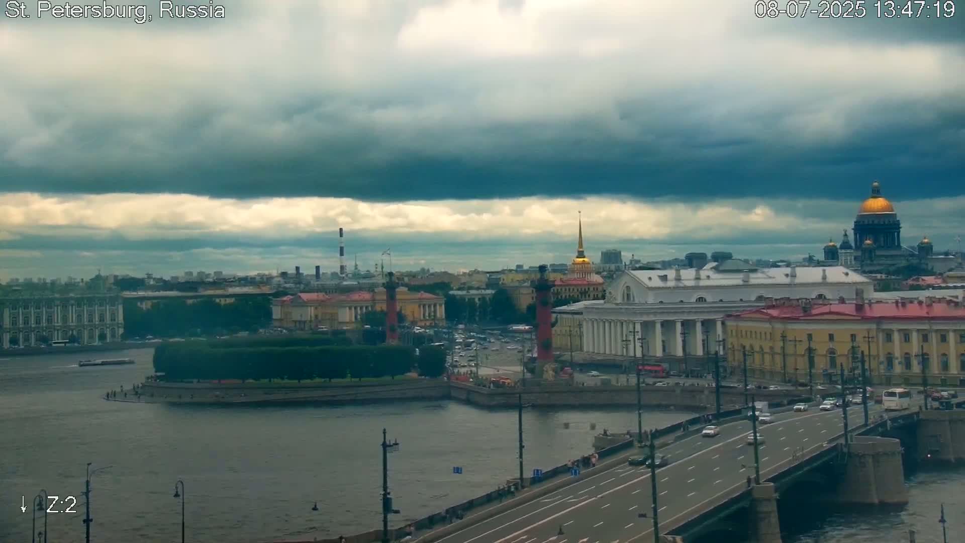 St. Petersburg City Panoramic from Petrogradsky Island Skyline Live Cam -Kronverkskoye, Petrogradsky, Saint Petersburg, Northwestern (Severo-Zapadnyy), Russia