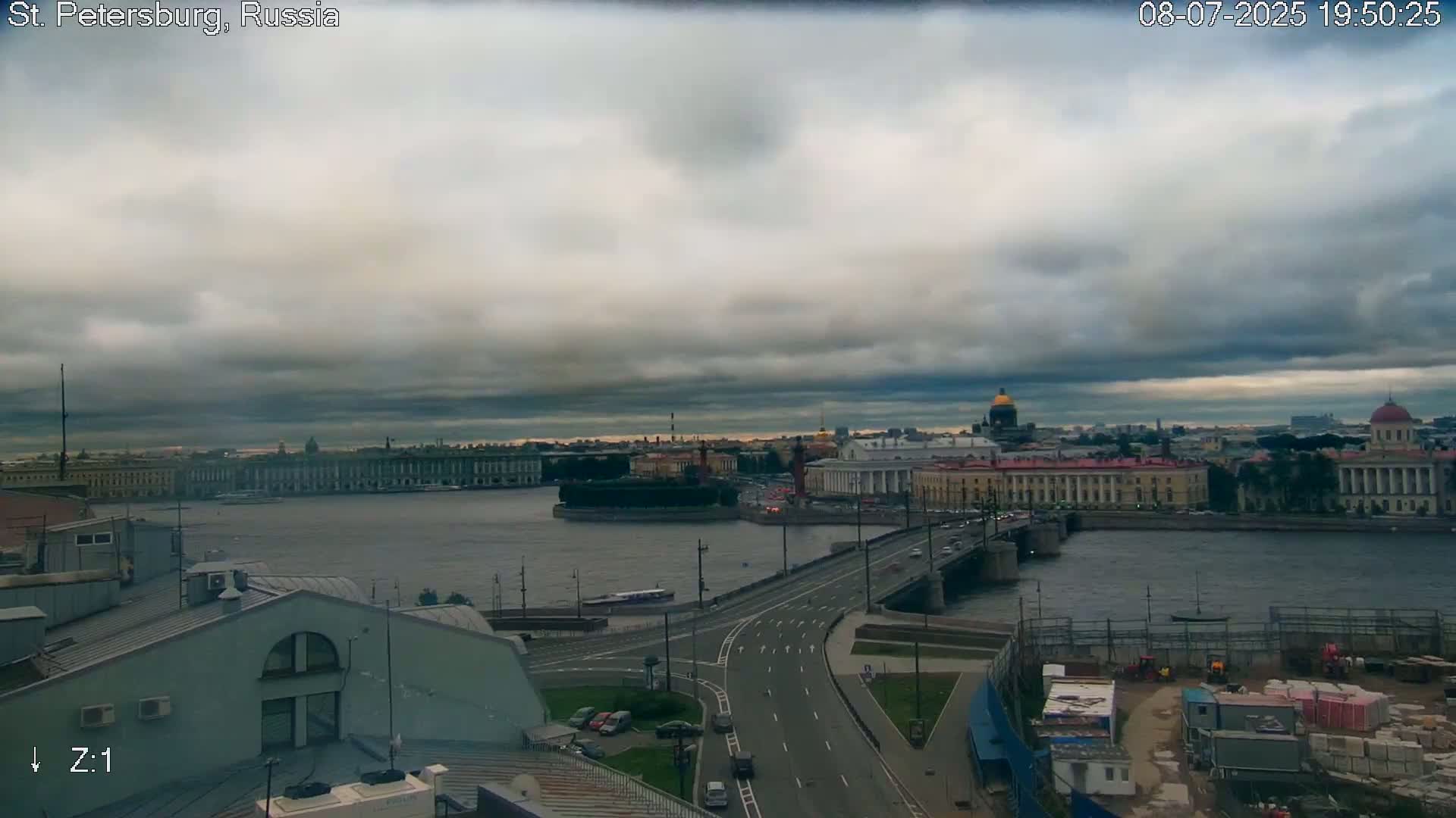 St. Petersburg City Panoramic from Petrogradsky Island Skyline Live Cam -Kronverkskoye, Petrogradsky, Saint Petersburg, Northwestern (Severo-Zapadnyy), Russia