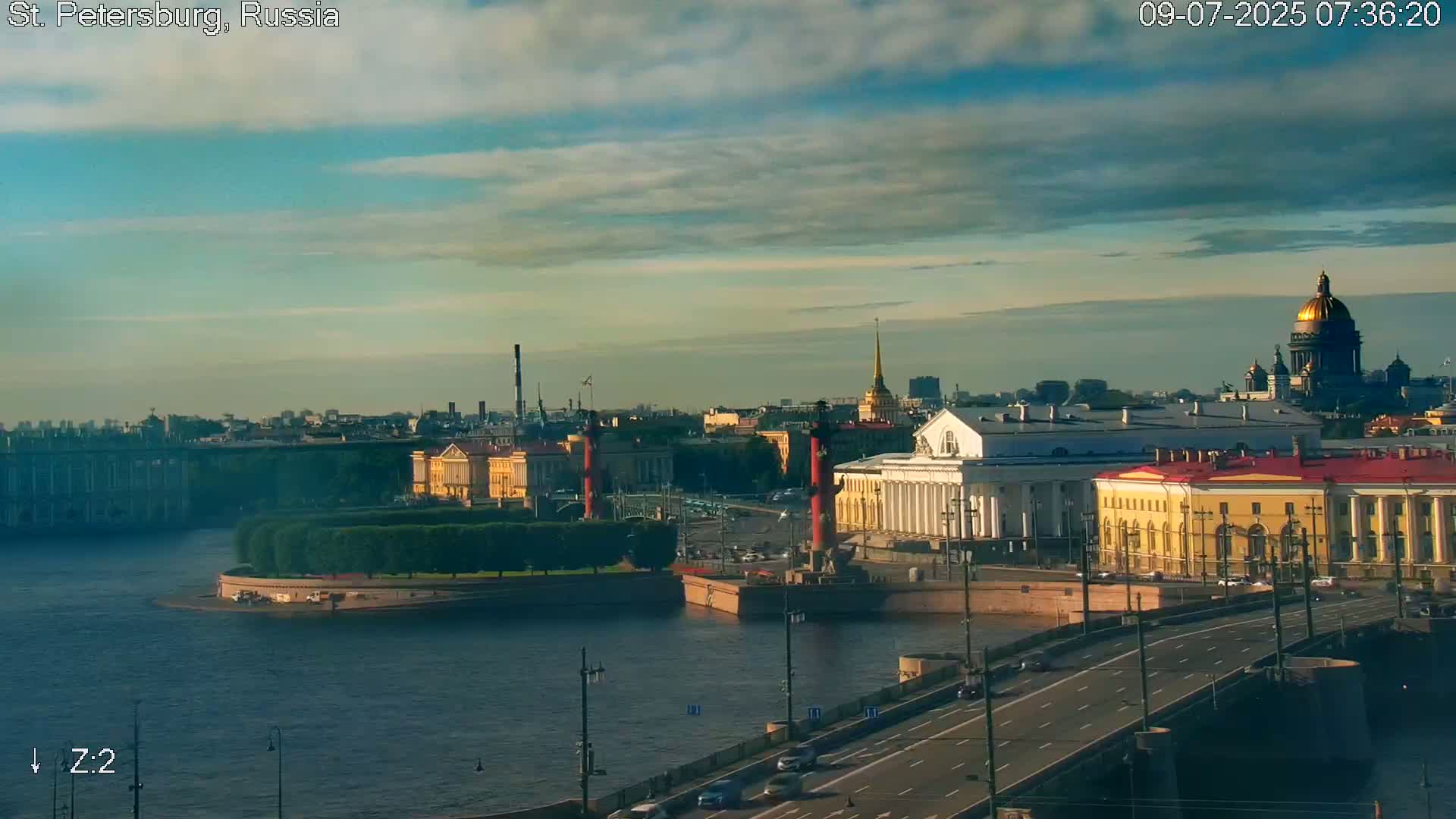 St. Petersburg City Panoramic from Petrogradsky Island Skyline Live Cam -Kronverkskoye, Petrogradsky, Saint Petersburg, Northwestern (Severo-Zapadnyy), Russia