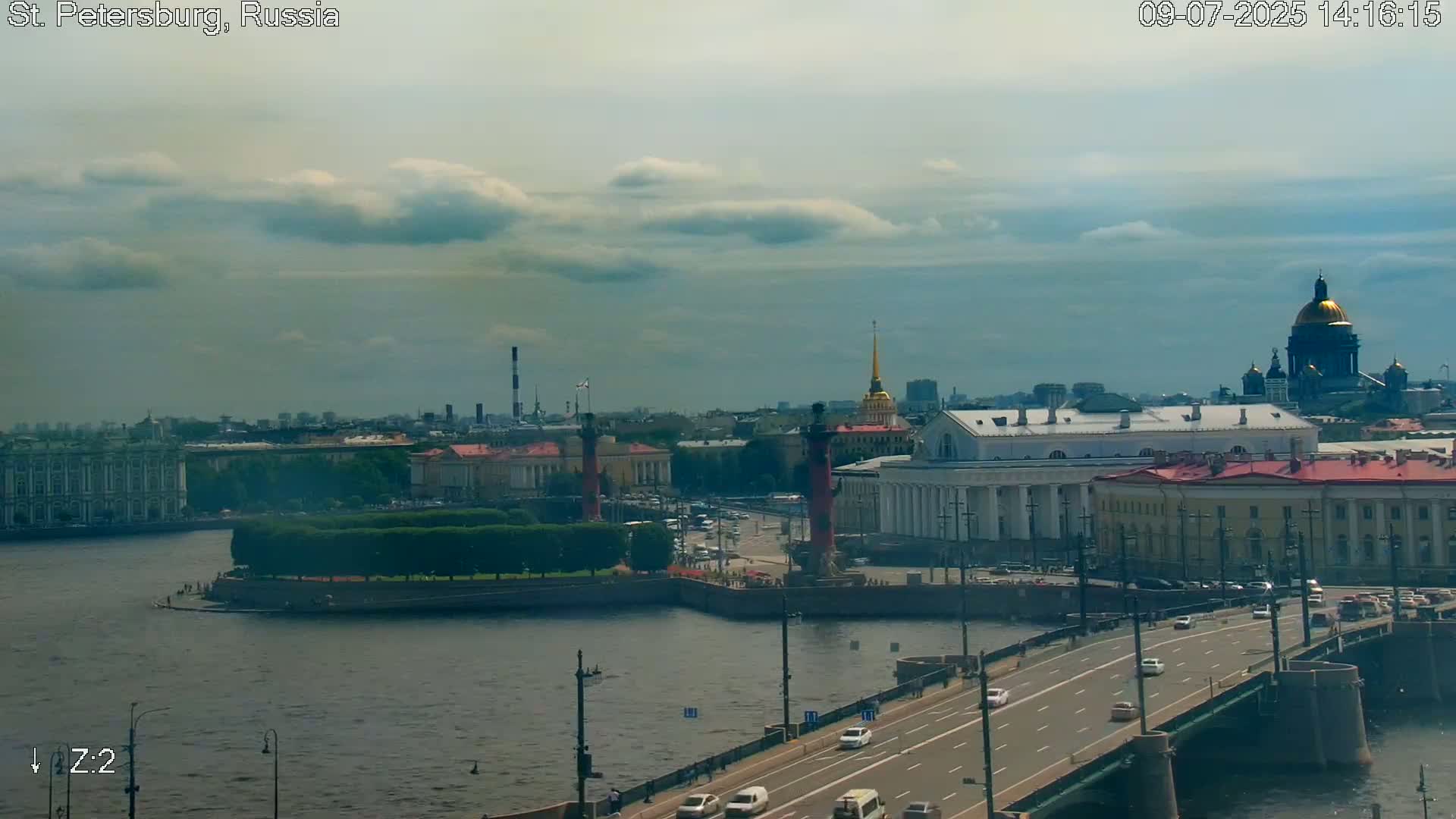 St. Petersburg City Panoramic from Petrogradsky Island Skyline Live Cam -Kronverkskoye, Petrogradsky, Saint Petersburg, Northwestern (Severo-Zapadnyy), Russia
