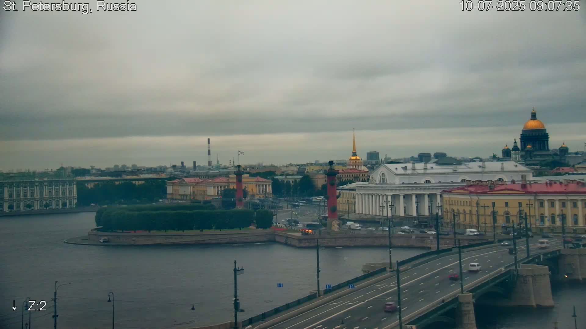 St. Petersburg City Panoramic from Petrogradsky Island Skyline Live Cam -Kronverkskoye, Petrogradsky, Saint Petersburg, Northwestern (Severo-Zapadnyy), Russia