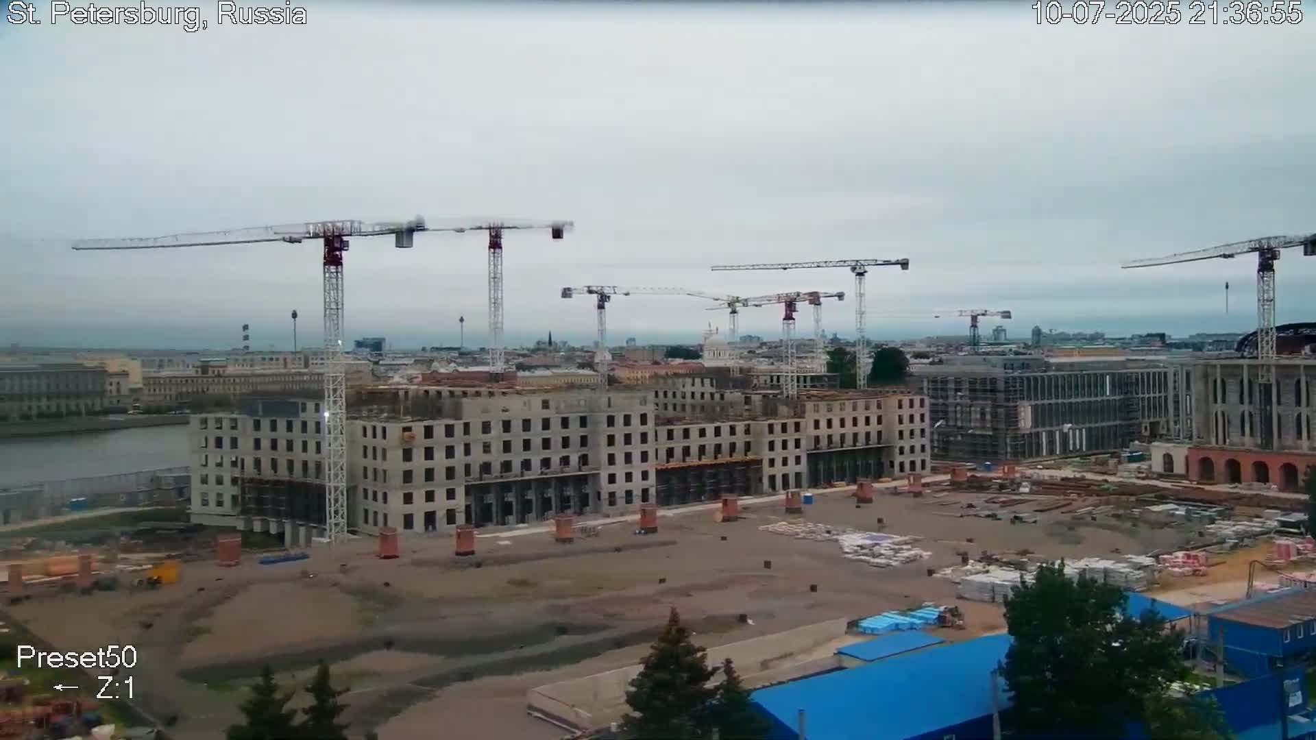 St. Petersburg City Panoramic from Petrogradsky Island Skyline Live Cam -Kronverkskoye, Petrogradsky, Saint Petersburg, Northwestern (Severo-Zapadnyy), Russia