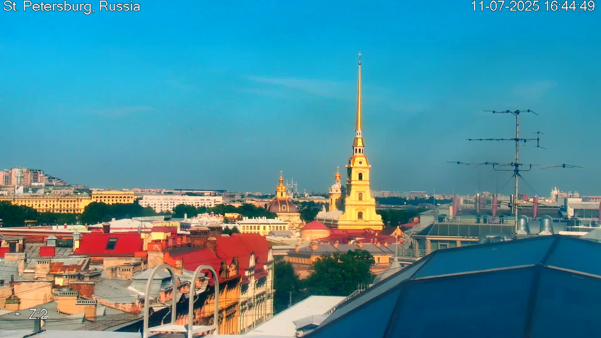 St. Petersburg City Panoramic from Petrogradsky Island Skyline Live Cam -Kronverkskoye, Petrogradsky, Saint Petersburg, Northwestern (Severo-Zapadnyy), Russia
