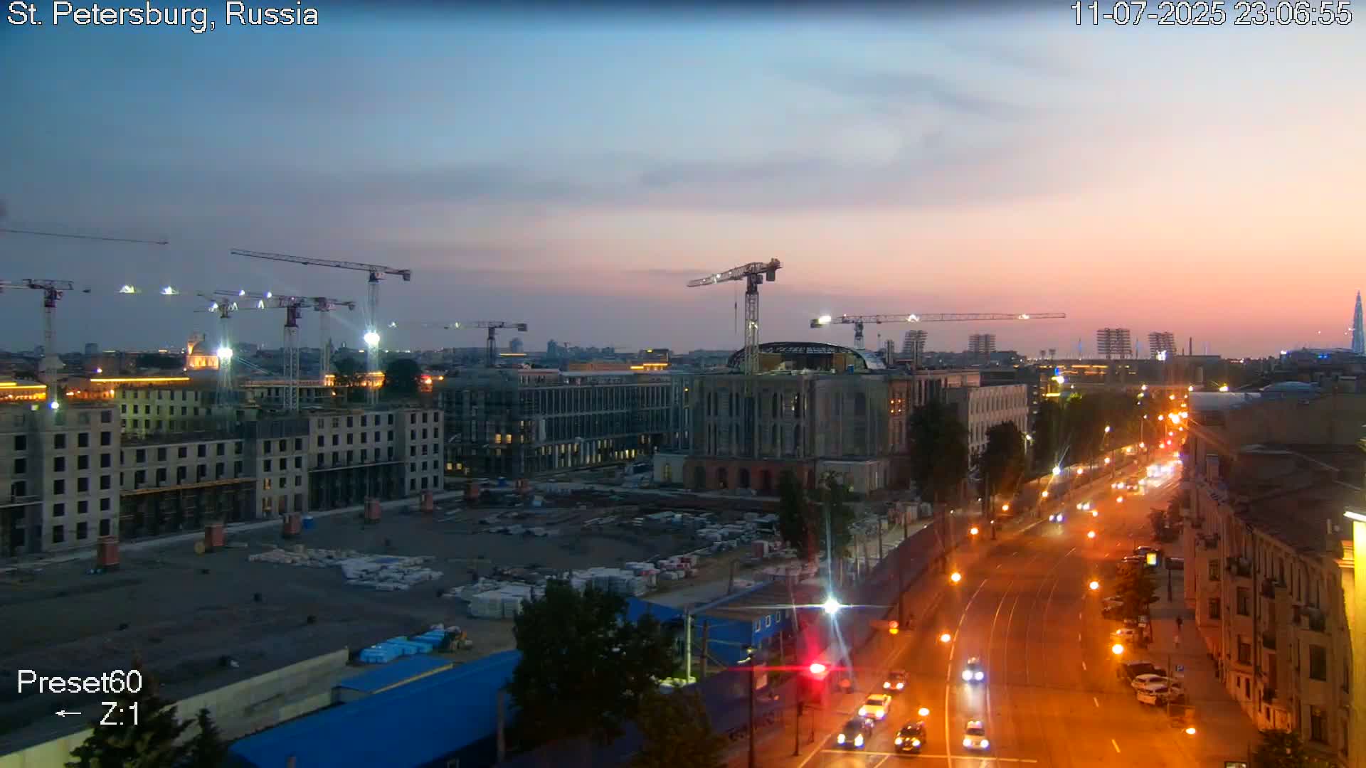 St. Petersburg City Panoramic from Petrogradsky Island Skyline Live Cam -Kronverkskoye, Petrogradsky, Saint Petersburg, Northwestern (Severo-Zapadnyy), Russia