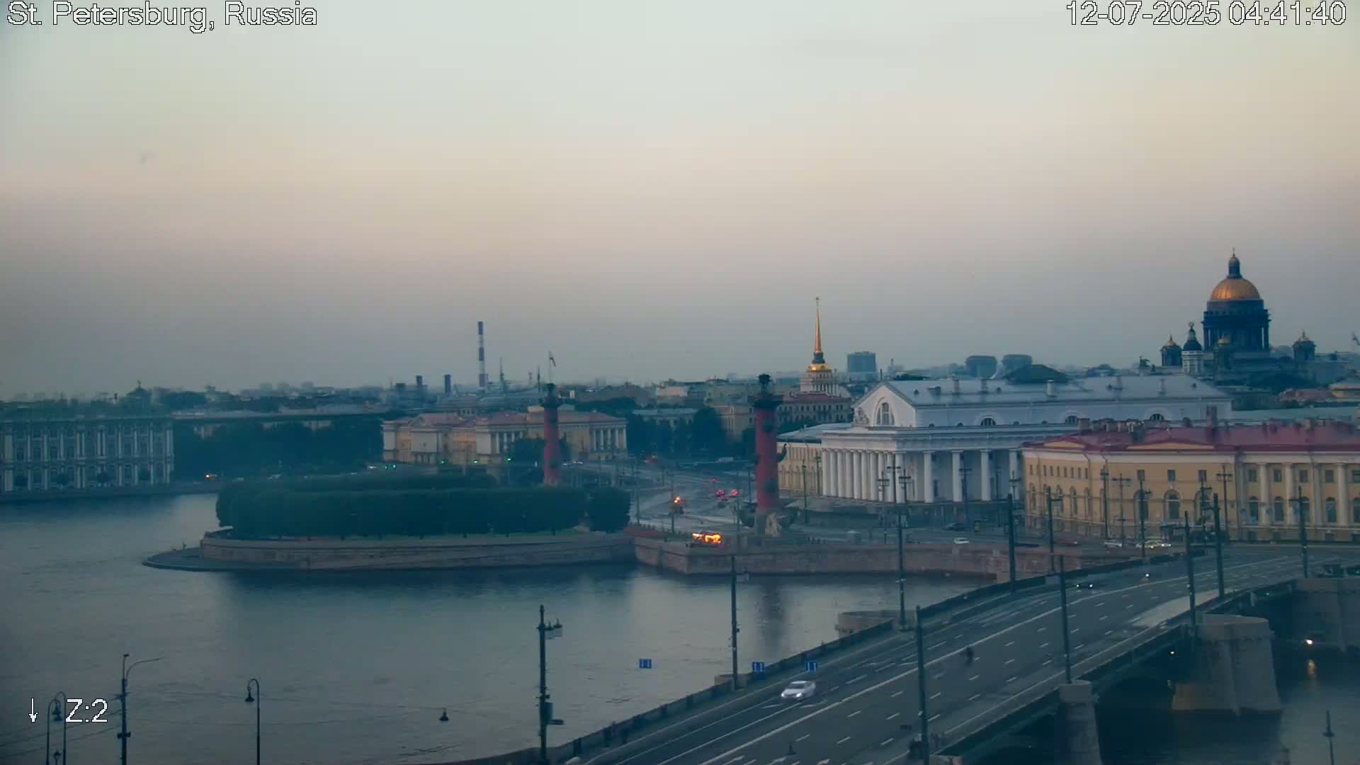 St. Petersburg City Panoramic from Petrogradsky Island Skyline Live Cam -Kronverkskoye, Petrogradsky, Saint Petersburg, Northwestern (Severo-Zapadnyy), Russia