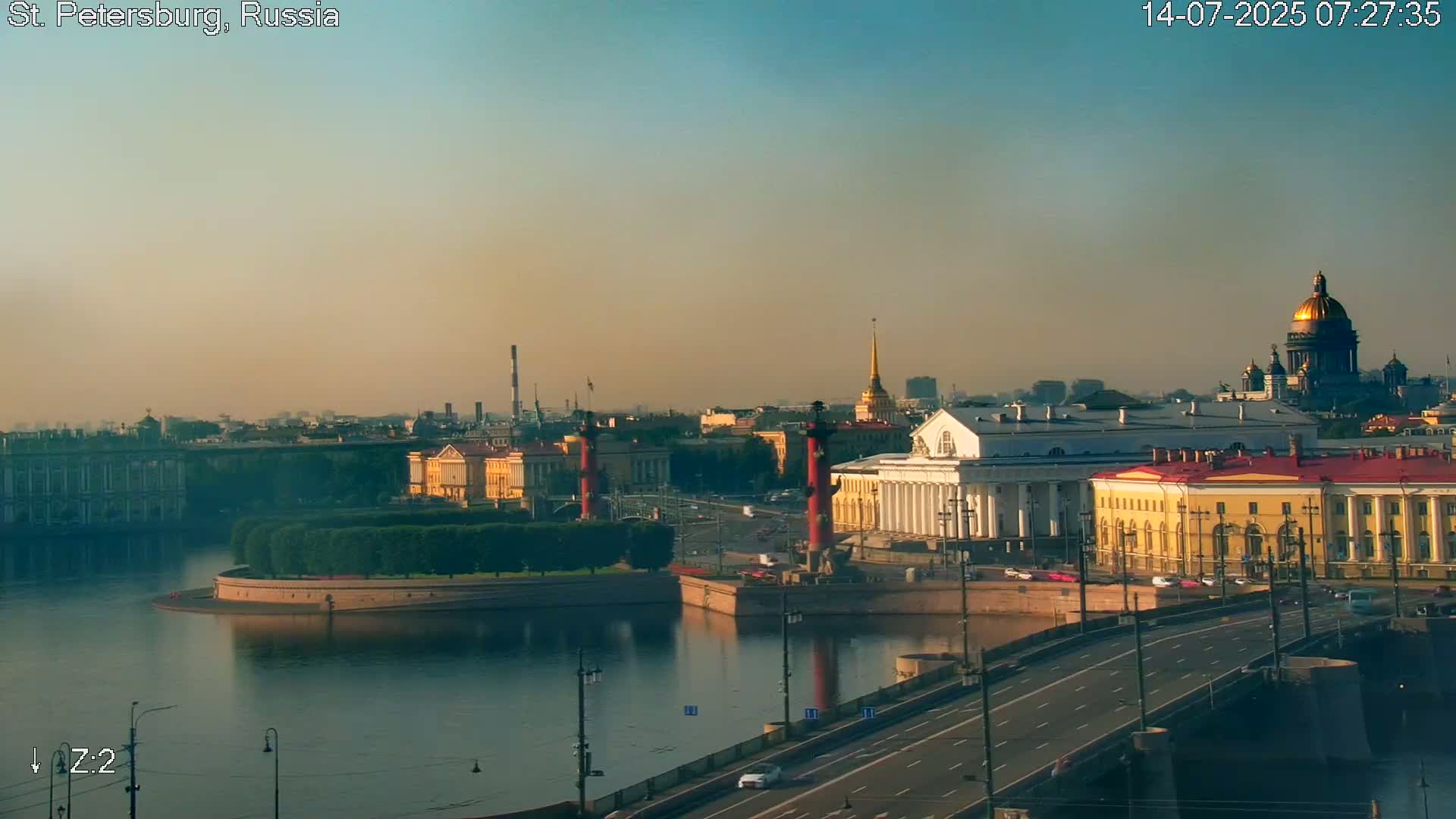 St. Petersburg City Panoramic from Petrogradsky Island Skyline Live Cam -Kronverkskoye, Petrogradsky, Saint Petersburg, Northwestern (Severo-Zapadnyy), Russia