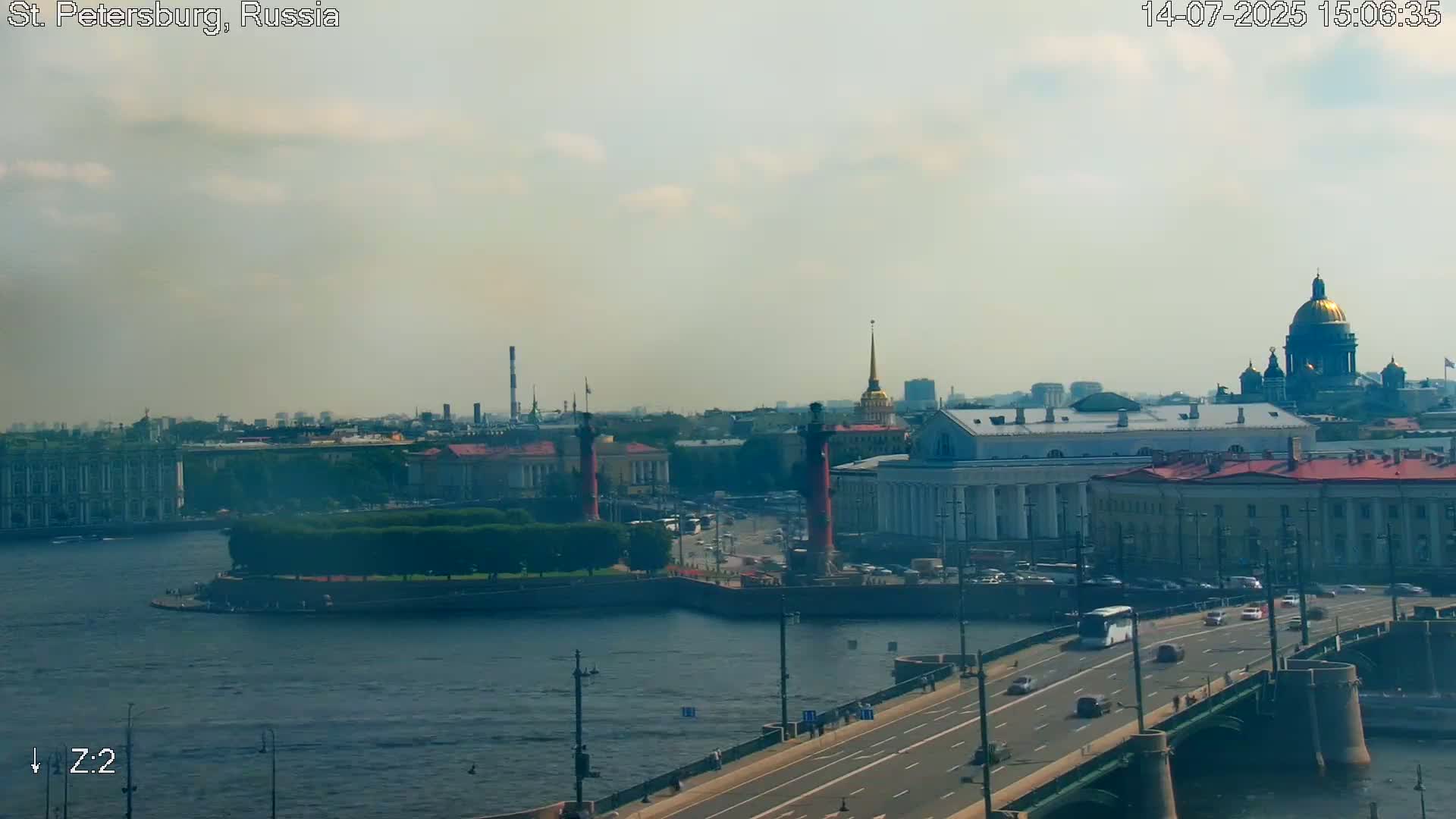 St. Petersburg City Panoramic from Petrogradsky Island Skyline Live Cam -Kronverkskoye, Petrogradsky, Saint Petersburg, Northwestern (Severo-Zapadnyy), Russia