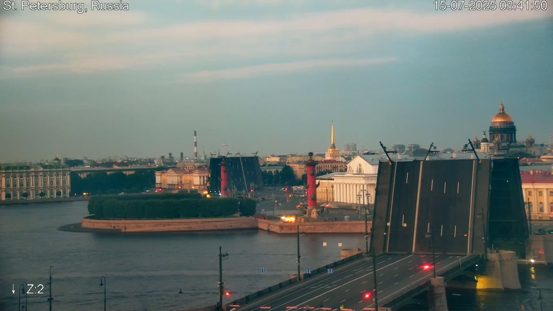 St. Petersburg City Panoramic from Petrogradsky Island Skyline Live Cam -Kronverkskoye, Petrogradsky, Saint Petersburg, Northwestern (Severo-Zapadnyy), Russia