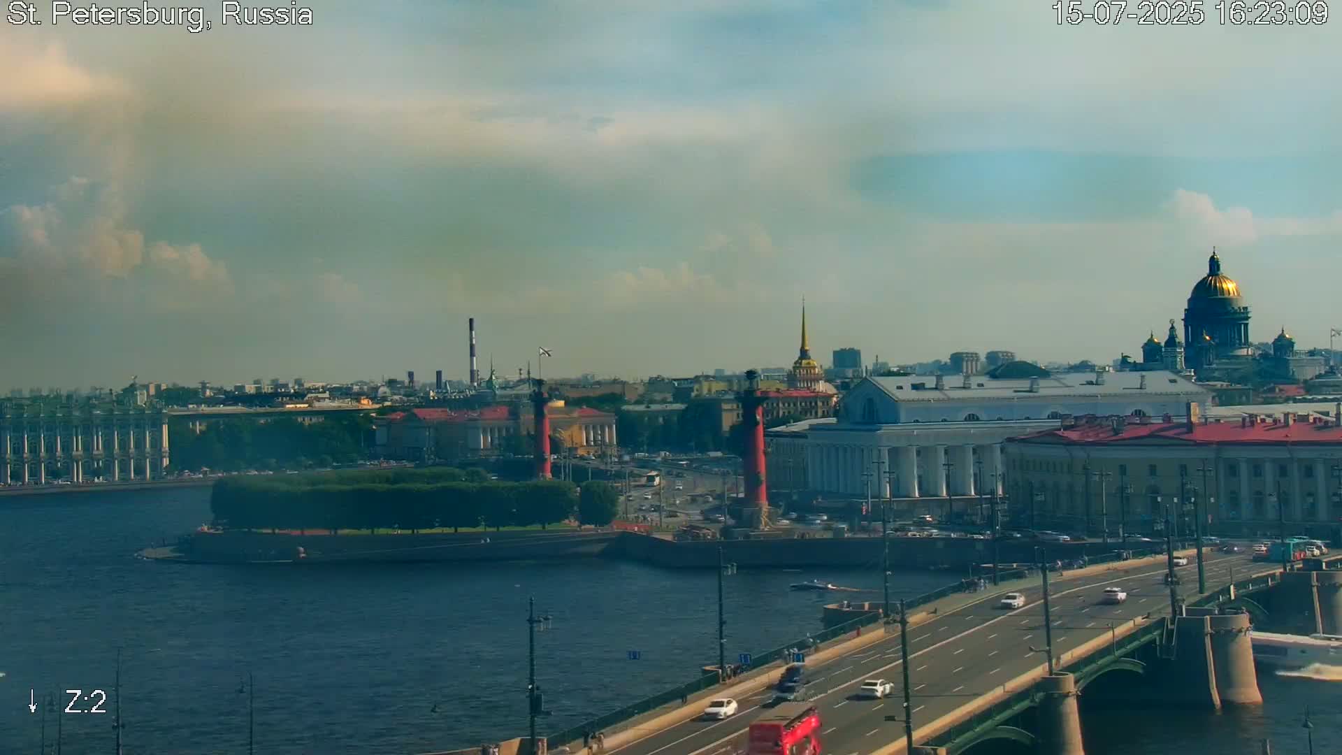 St. Petersburg City Panoramic from Petrogradsky Island Skyline Live Cam -Kronverkskoye, Petrogradsky, Saint Petersburg, Northwestern (Severo-Zapadnyy), Russia