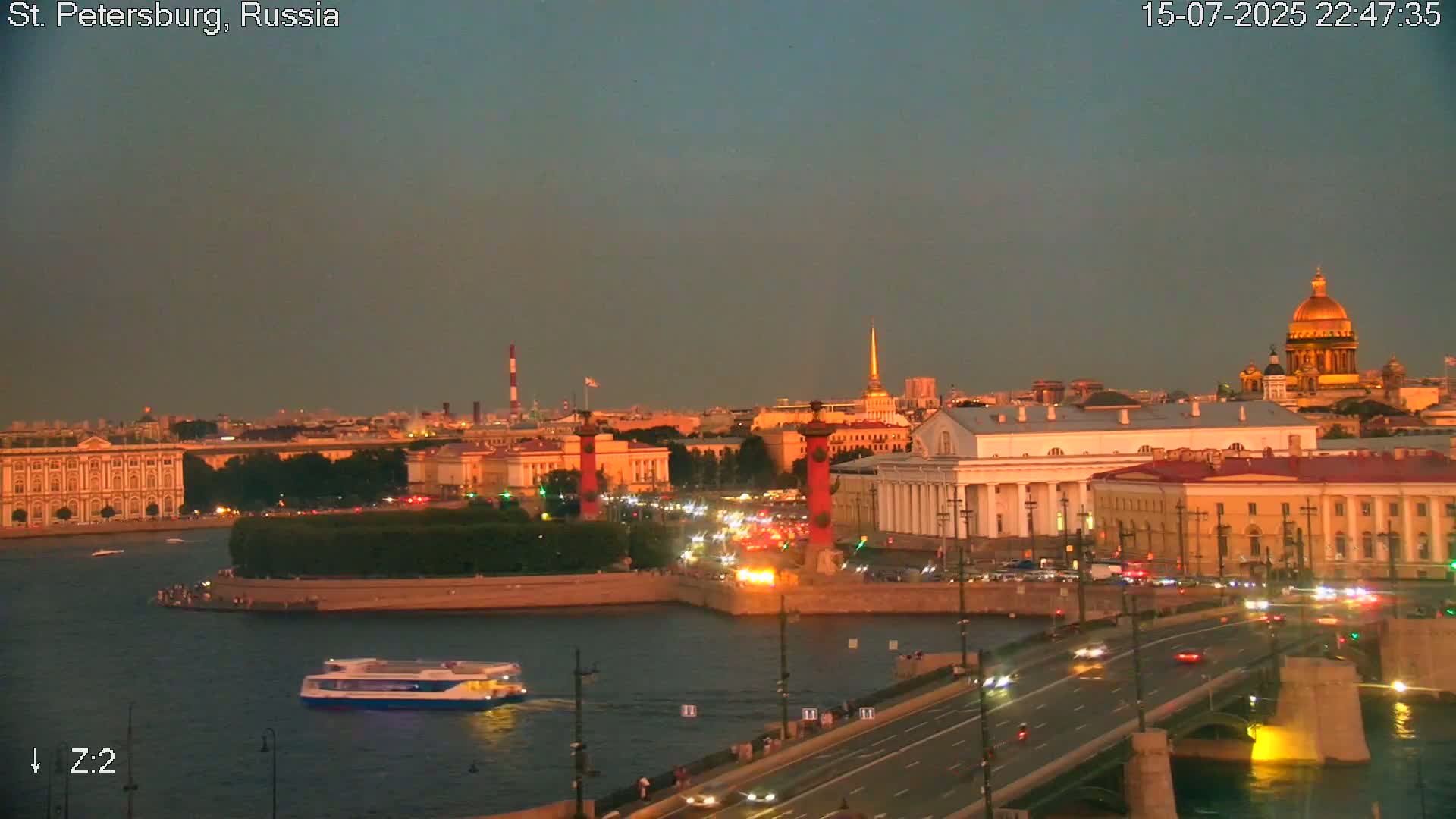 St. Petersburg City Panoramic from Petrogradsky Island Skyline Live Cam -Kronverkskoye, Petrogradsky, Saint Petersburg, Northwestern (Severo-Zapadnyy), Russia