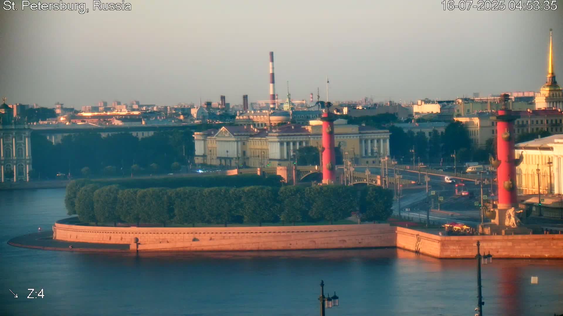 St. Petersburg City Panoramic from Petrogradsky Island Skyline Live Cam -Kronverkskoye, Petrogradsky, Saint Petersburg, Northwestern (Severo-Zapadnyy), Russia