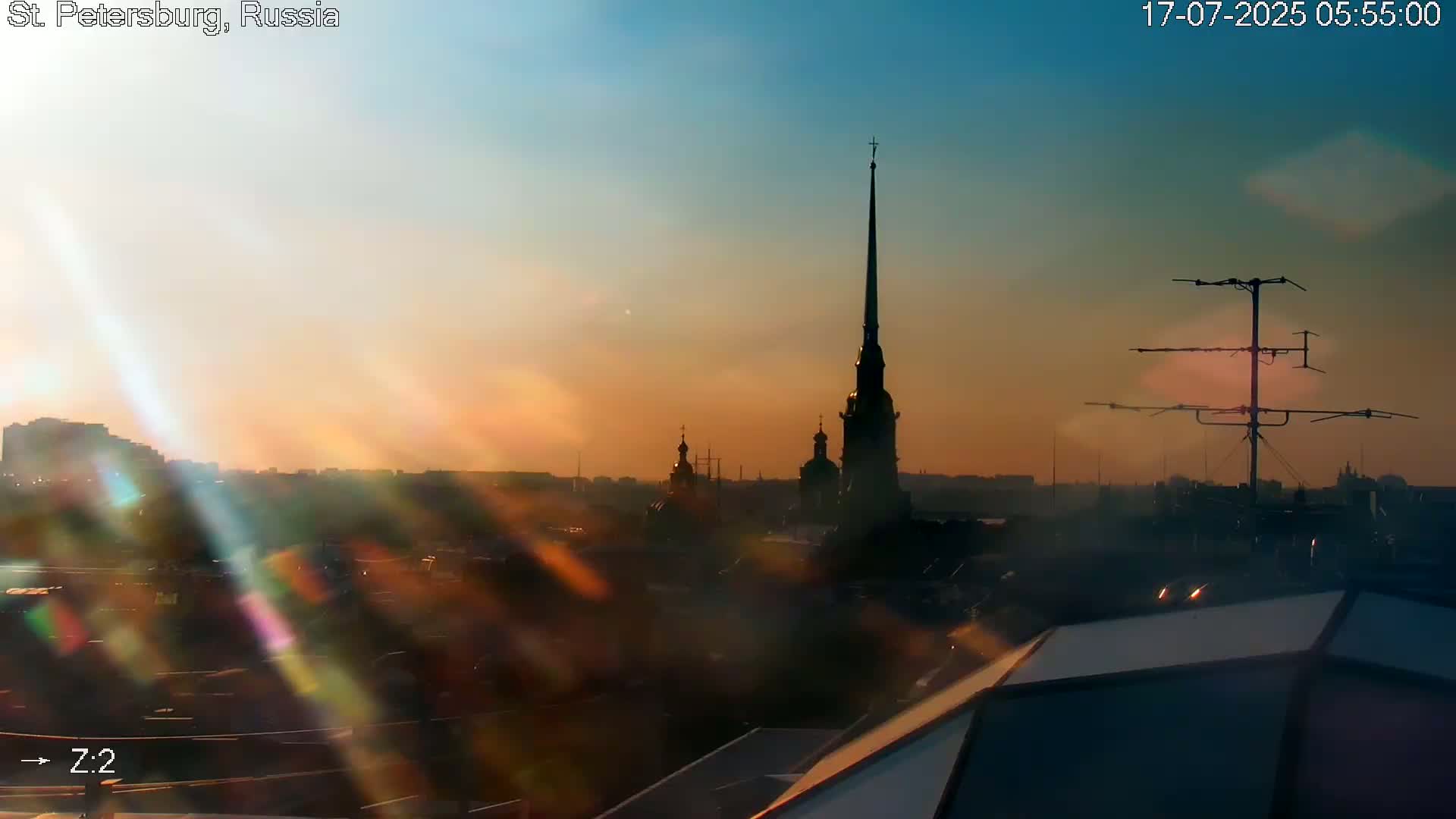 St. Petersburg City Panoramic from Petrogradsky Island Skyline Live Cam -Kronverkskoye, Petrogradsky, Saint Petersburg, Northwestern (Severo-Zapadnyy), Russia