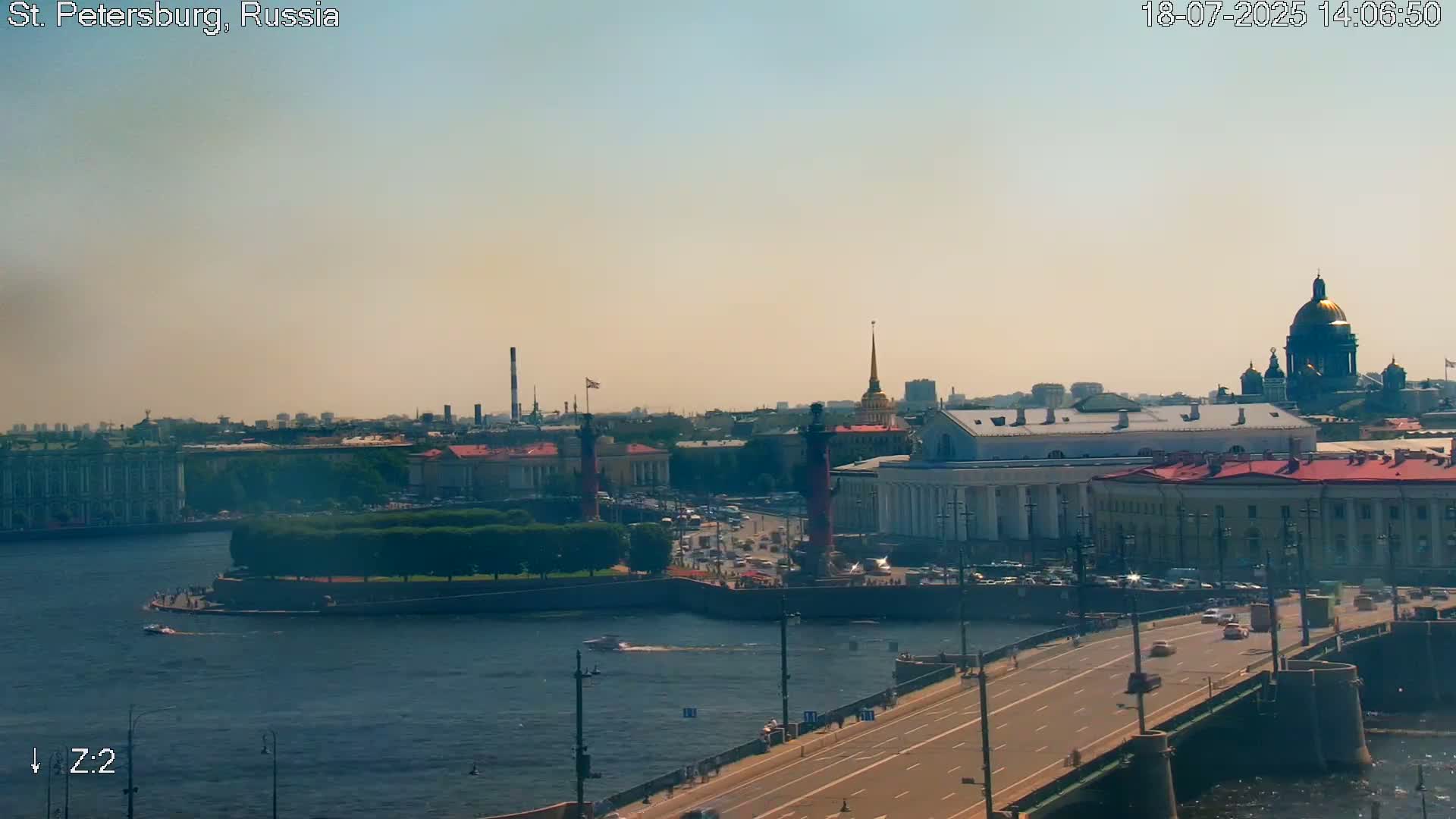 St. Petersburg City Panoramic from Petrogradsky Island Skyline Live Cam -Kronverkskoye, Petrogradsky, Saint Petersburg, Northwestern (Severo-Zapadnyy), Russia