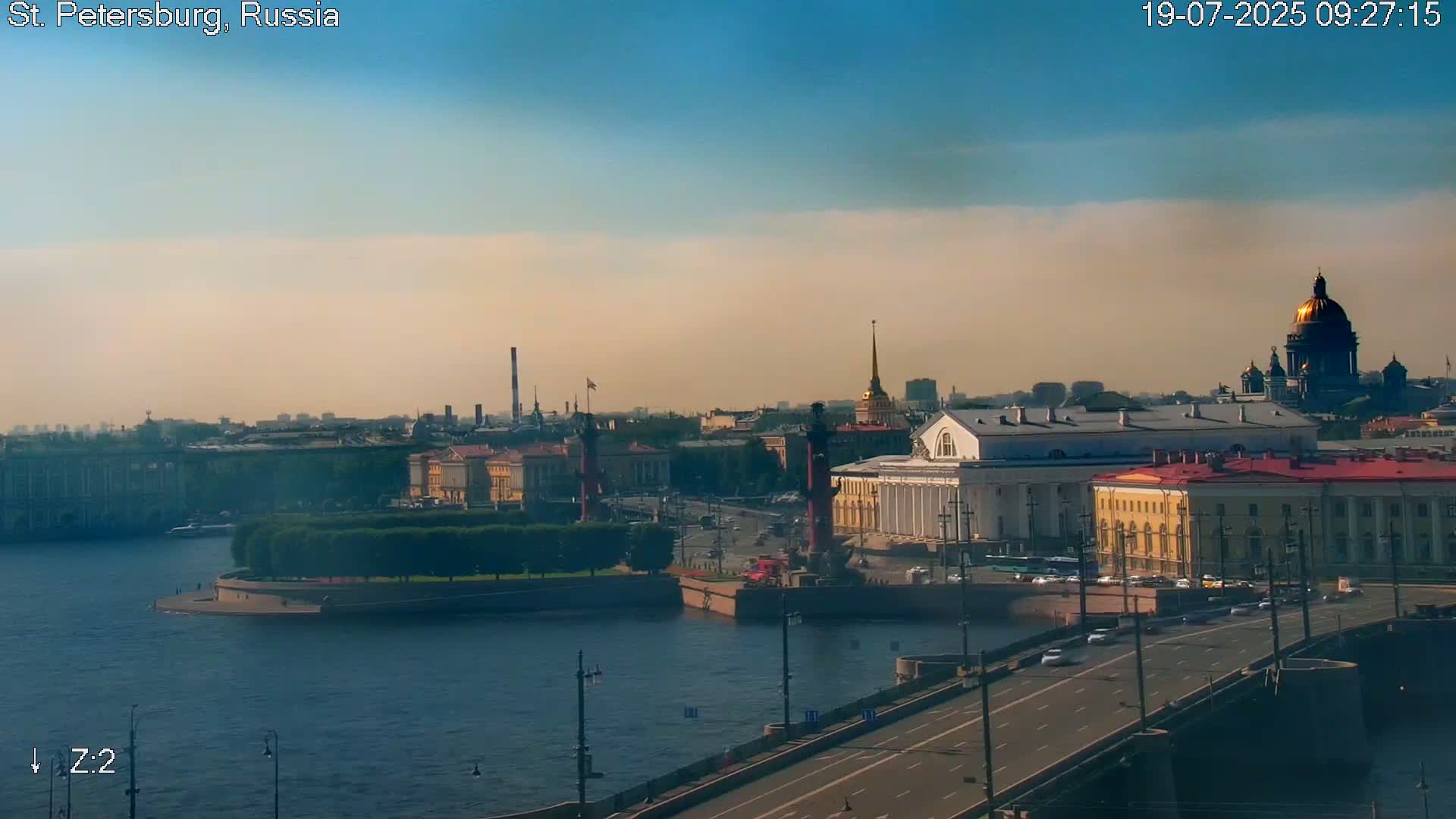 St. Petersburg City Panoramic from Petrogradsky Island Skyline Live Cam -Kronverkskoye, Petrogradsky, Saint Petersburg, Northwestern (Severo-Zapadnyy), Russia