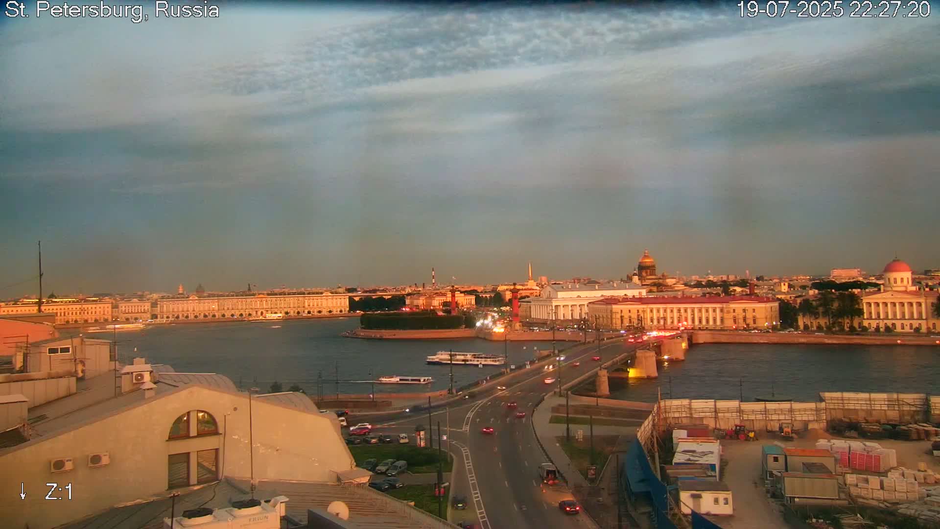 St. Petersburg City Panoramic from Petrogradsky Island Skyline Live Cam -Kronverkskoye, Petrogradsky, Saint Petersburg, Northwestern (Severo-Zapadnyy), Russia